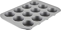 Farberware Nonstick 12-Cup Muffin Pan - Warp-Resistant, Easy-Release Bakeware for Perfect Muffins & Cupcakes, Gray