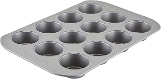 Farberware Nonstick 12-Cup Muffin Pan Gray - Warp-Resistant Carbon Steel, Oven Safe 450°F