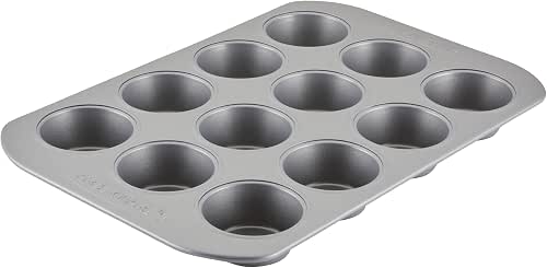 Farberware Bakeware Nonstick Muffin Pan, 12-Cup, Cupcake Baking Pan, Gray
