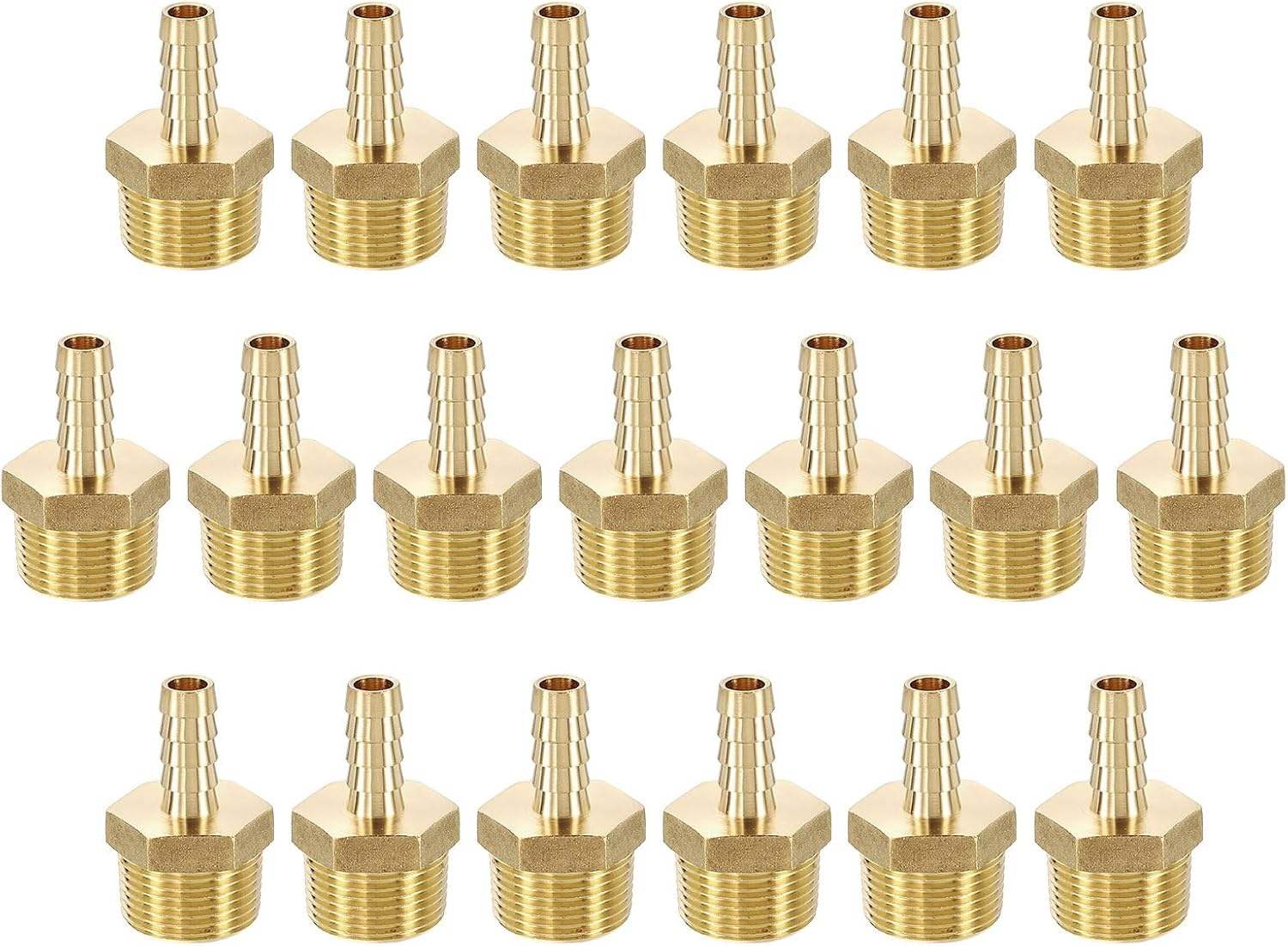 METALLIXITY 20Pcs Brass Hose Barb to NPT Male Adapter 3/8" Barb x 3/4" NPT Male for Automotive, Motorcycle, Marine, Truck, RV Fuel Systems