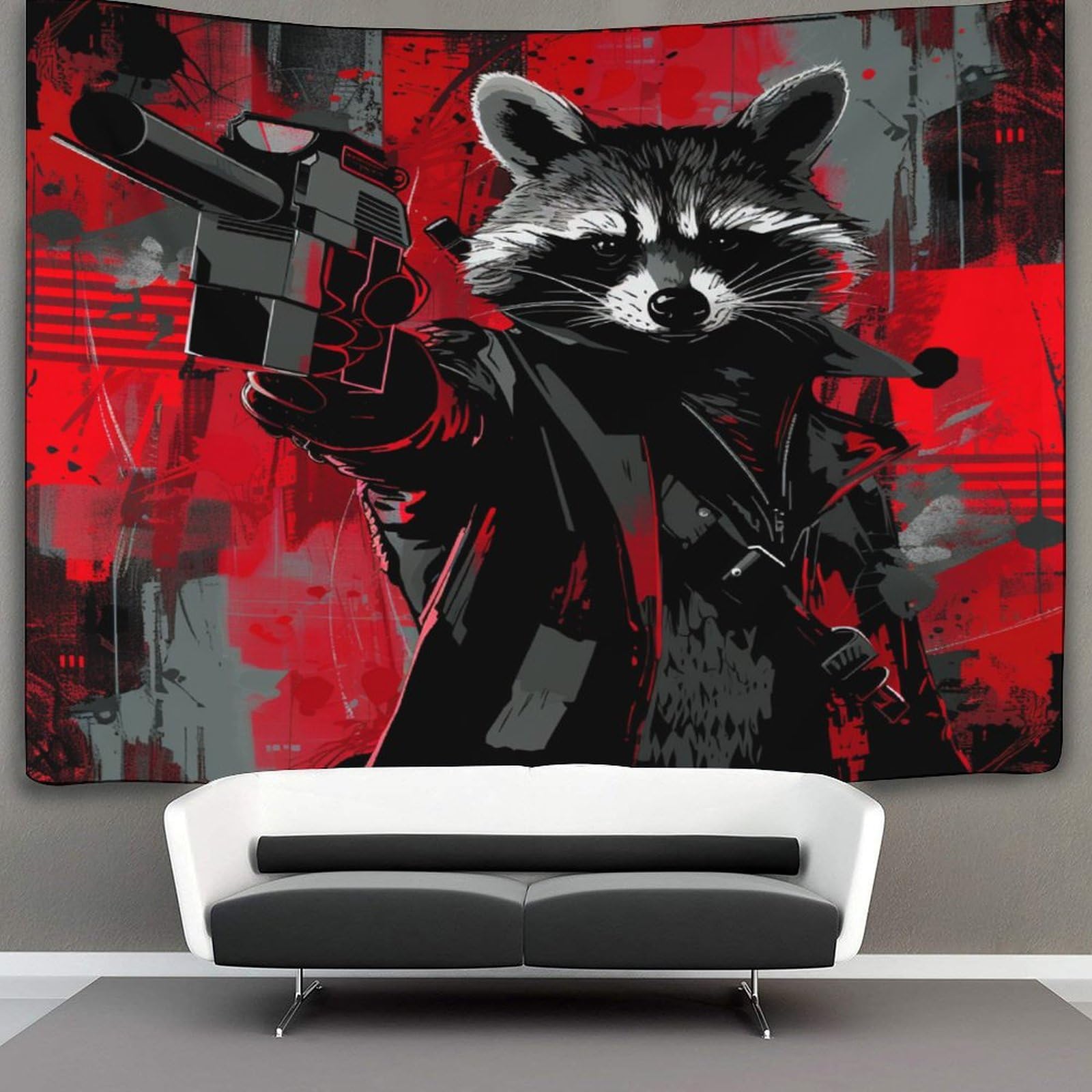 kaiyun Black Raccoon Tapestry Wall Hanging Animal Wall Art for Living Room Bedroom Dorm 100cmx150cm