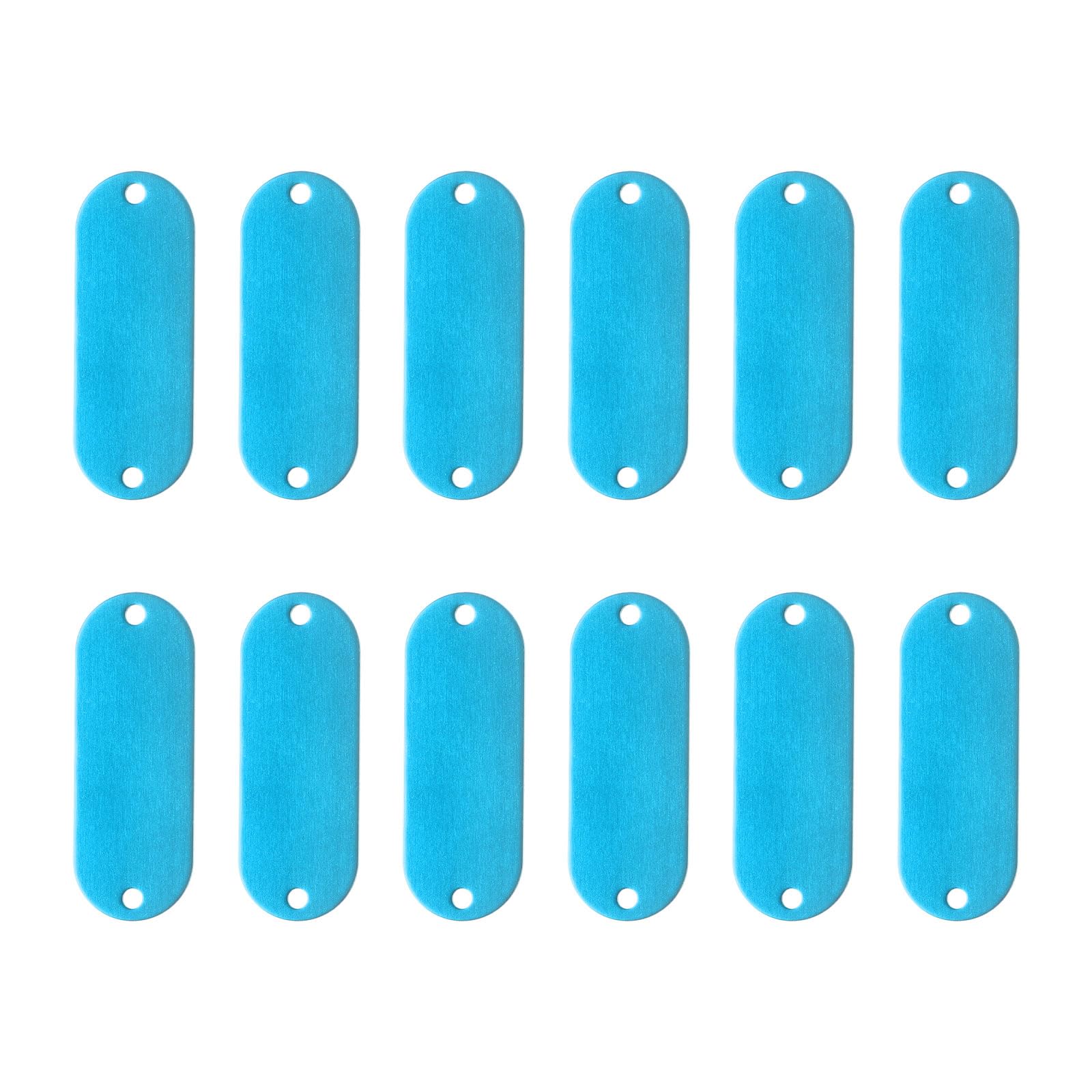 Muiltvoe 12Pcs Aluminum Engraving Blanks Tags, Metal Blank Tags Stamping Oval with 2 Holes Blank Bulk Dog Tag for DIY Personalized Pet Tag Number Tag, Blue