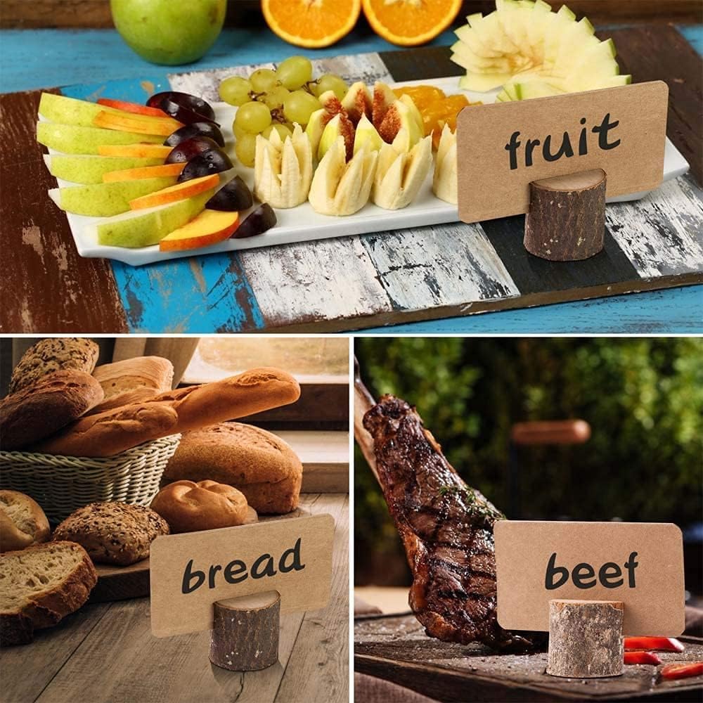 Portatarjetas de madera con tarjetas de lugar kraft (20holders+30cards)