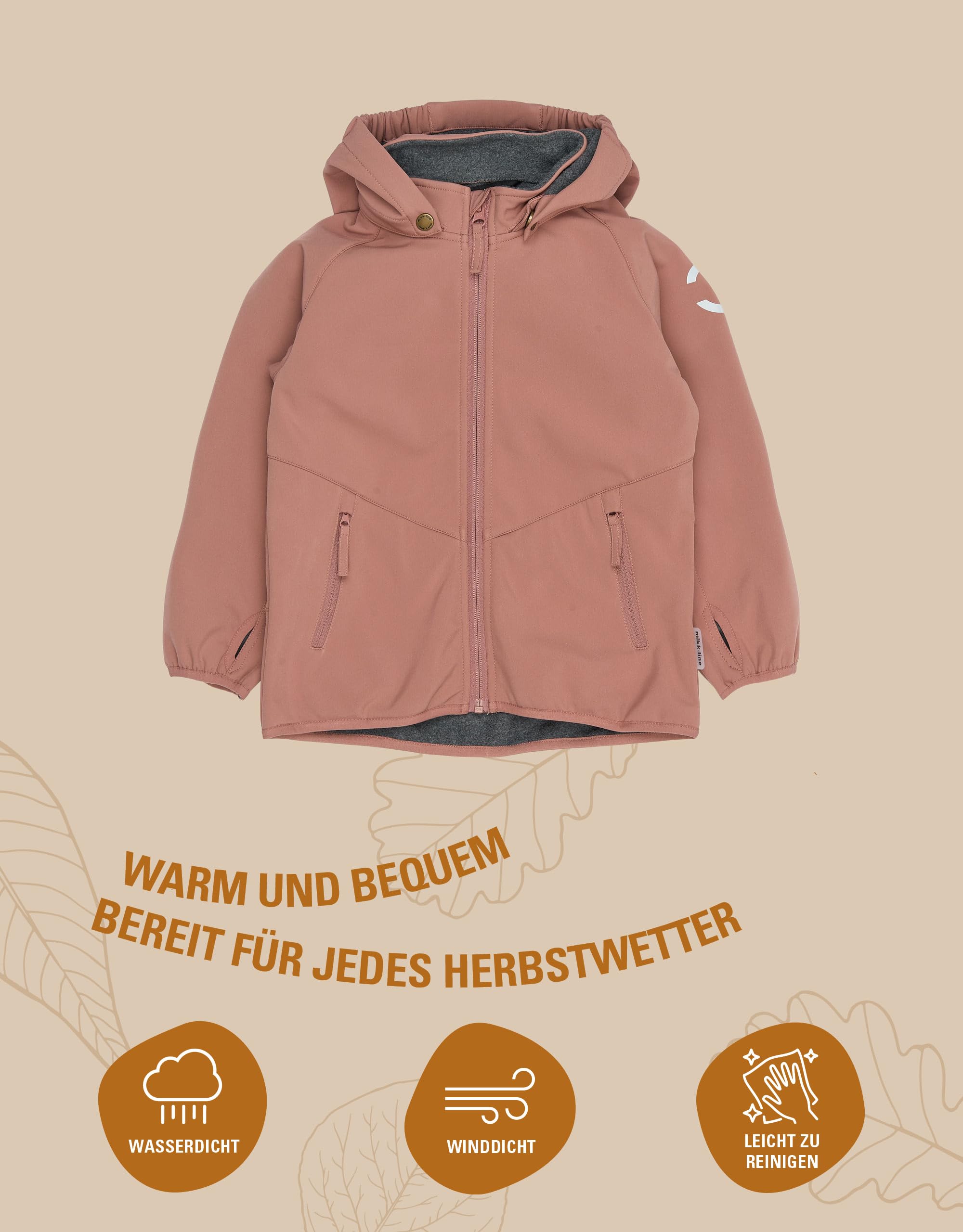 Mikk-line Wasserdichte Softshelljacke Kinder Größe (80-152) | Winddichte Atmungsaktive Softshelljacken für Mädchen & Jungen | Fleece Gefütterte Outdoorjacke mit Reflektoren