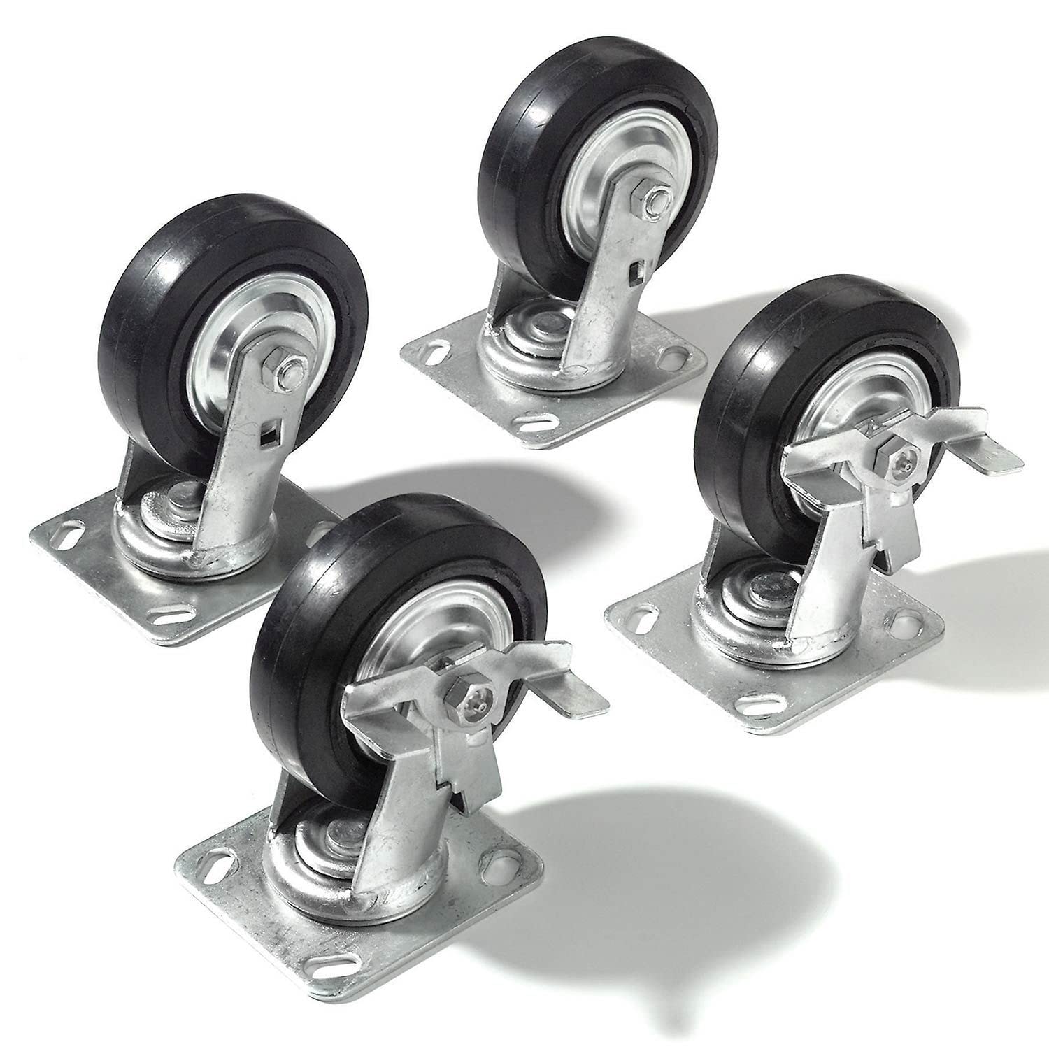 Caster Kit - 4 Swivel by Global Industrial – 17.5"L x 1.5"W x 7"H, Mold-on rubber, Black, Model 65395