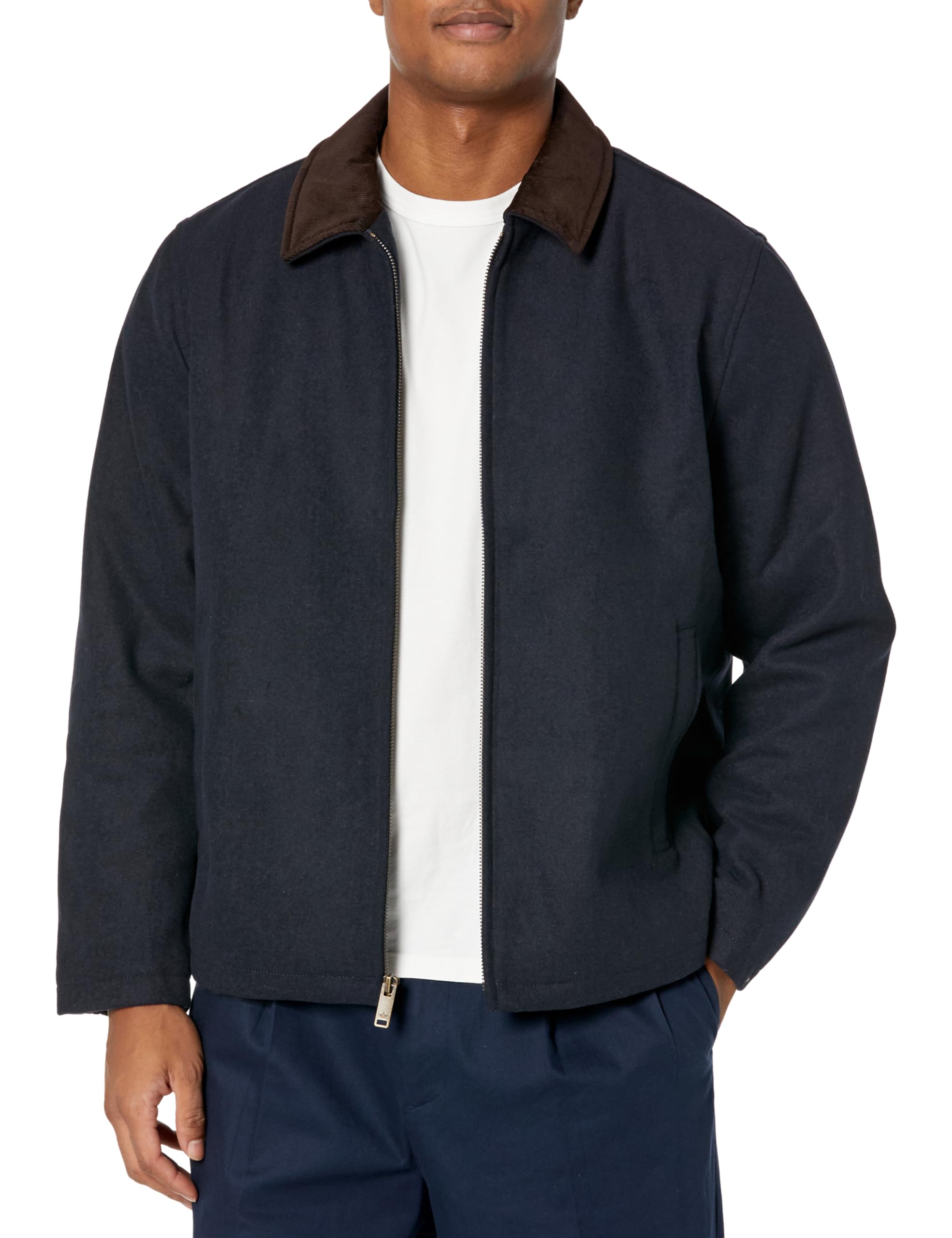 Dockers Mens Wool Blend Zip Up Jacket With Quilted Bib