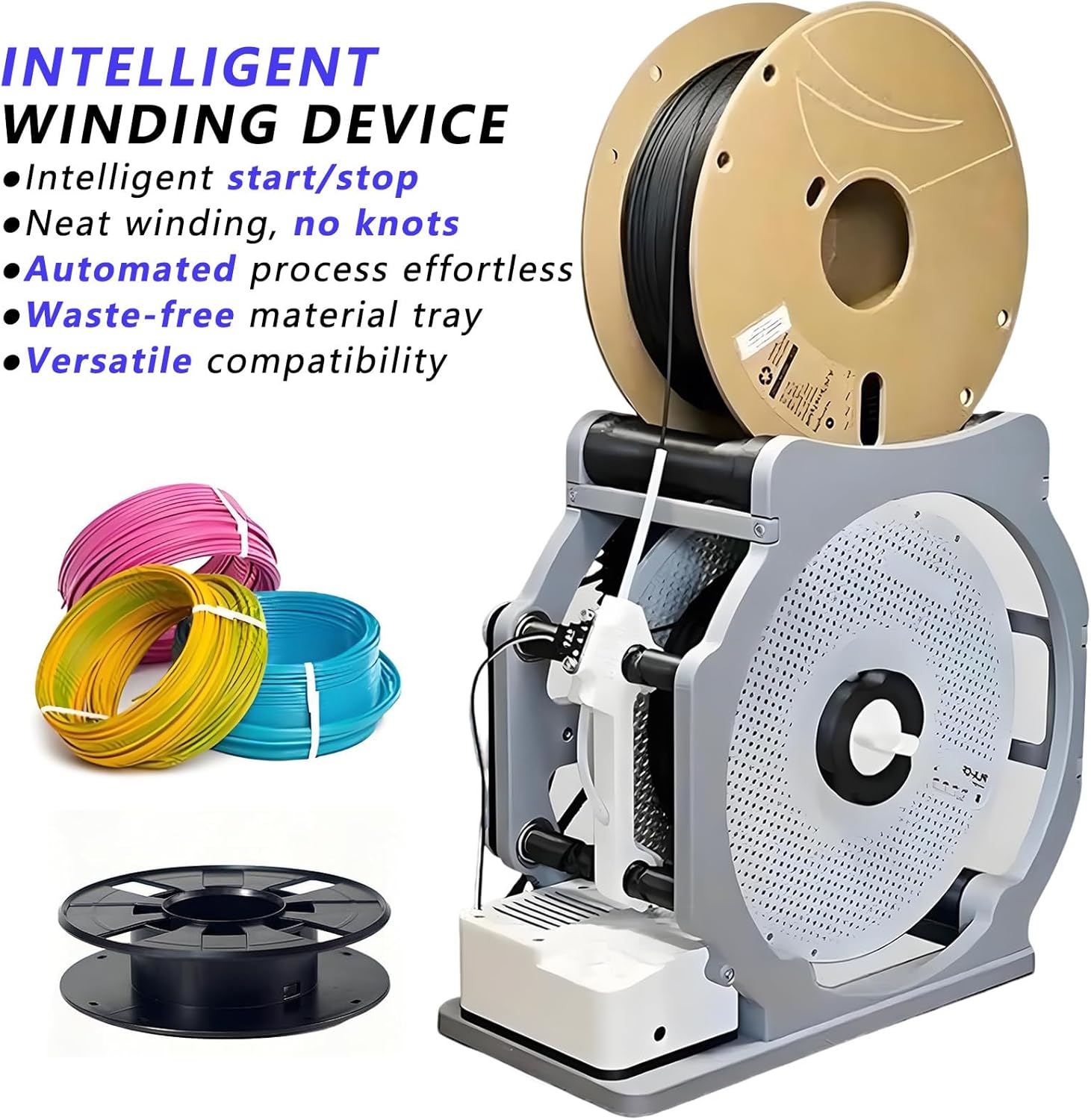 Electric Spool Winding Machine,for 1kg Spools,Desktop 3D Industrial Filament Respooler,Universal Wire and Welding Thread Winder,for Textile Crafters