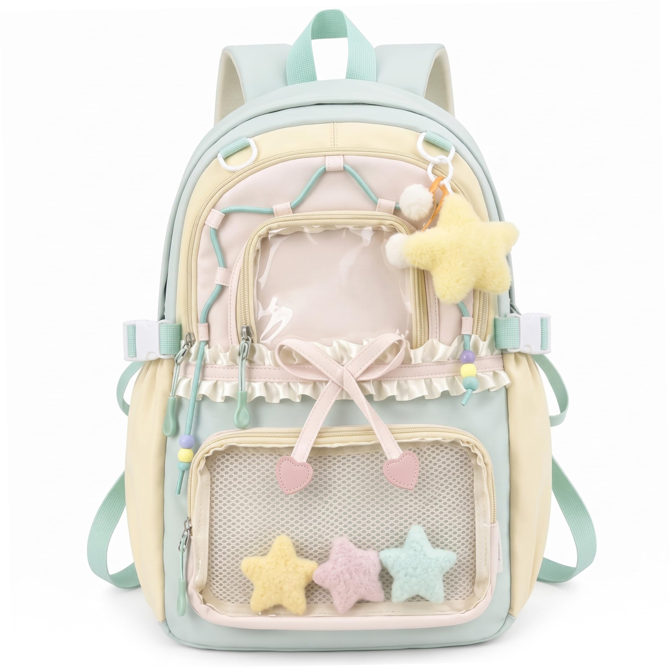 Zaino Ita con ciondolo a forma di stella e borsa Kawaii Ita, verde