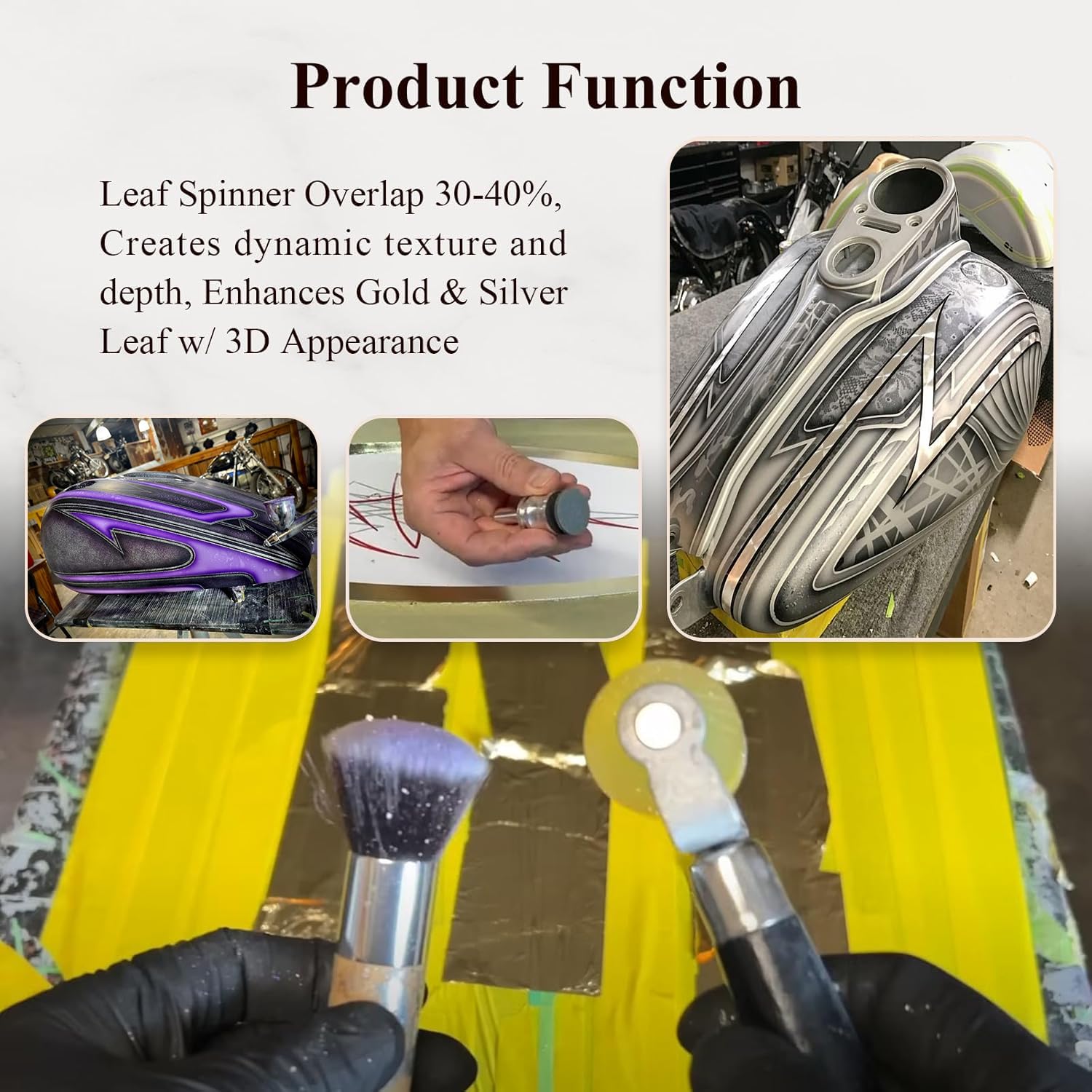 2,5 cm & 5,1 cm Laubnahtrolle, Glättungswerkzeug, Staubbürste, für drehbare Metallblätter in Automobilqualität (Rolle und Staubwedel), 2,5 cm Blattspinnerwerkzeug, entsperrt 3D-Effekte, verbessert