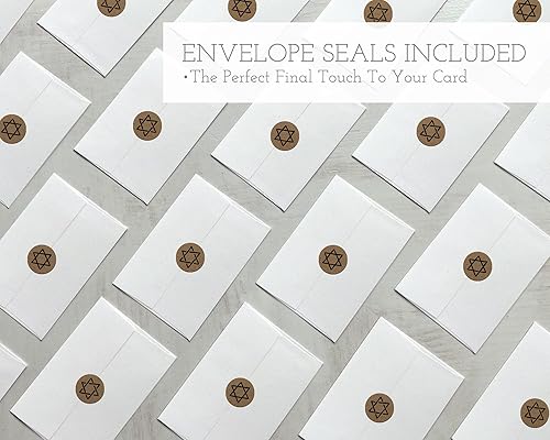 Miniatura 2 de Simple Menorah Happy Hanukkah - 24 tarjetas de Hanukkah con sobres y calcomanías de sello, tarjetas de notas judías de Janucá para saludos