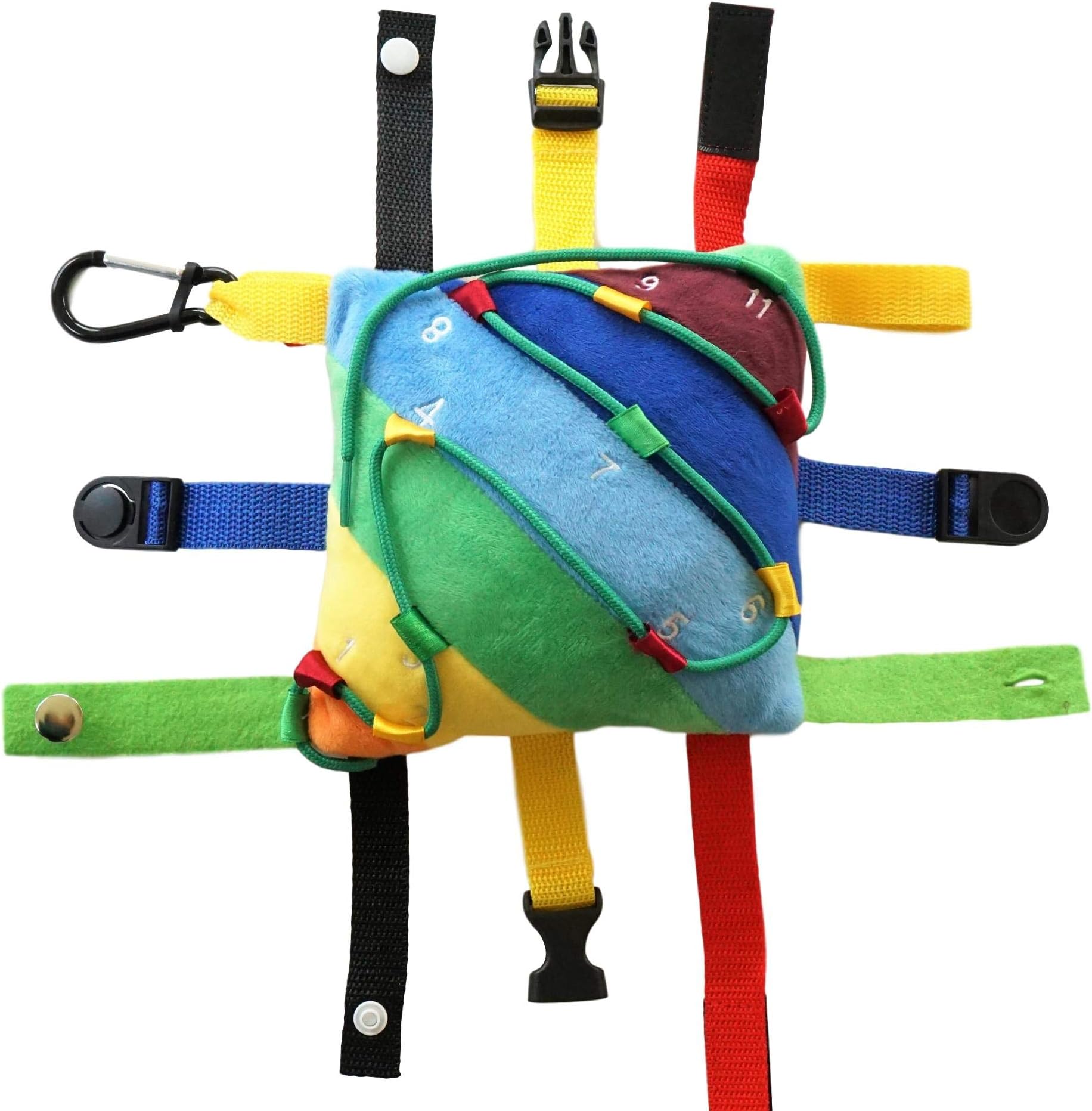 SENSORY4U Sensory Buckle Pillow Fine Motor Development Toy Activity - Plus Threading Counting and Zipper Skills All in One (The Original)