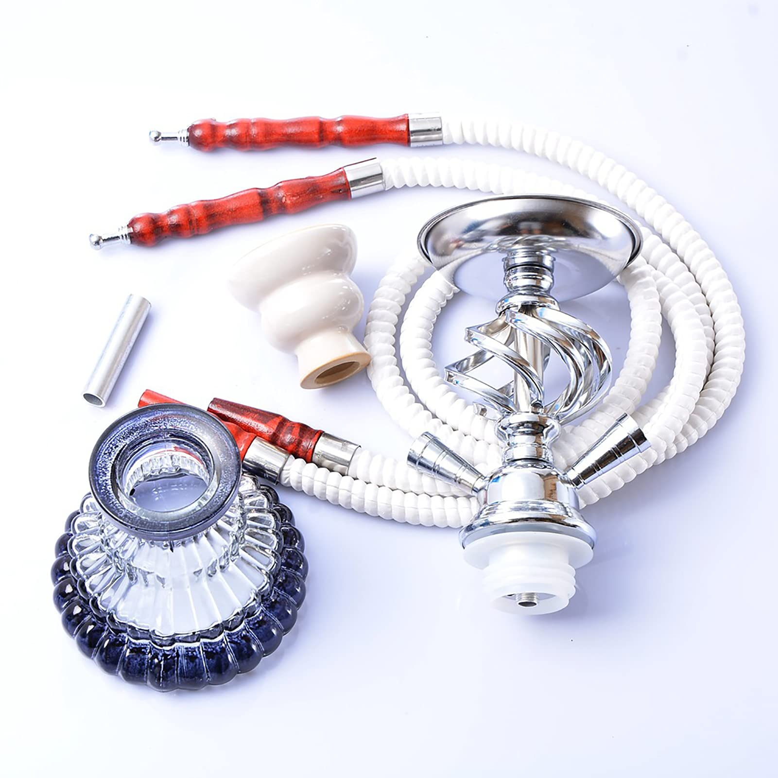Juego De Narguiles De Doble Tubería Árabe, 2 Manguera Premium Shisha Hookah Kit, Con Pinzas De Carbón De Cuero De La Popaah, Le Permiten Tener Una Mejor Experiencia