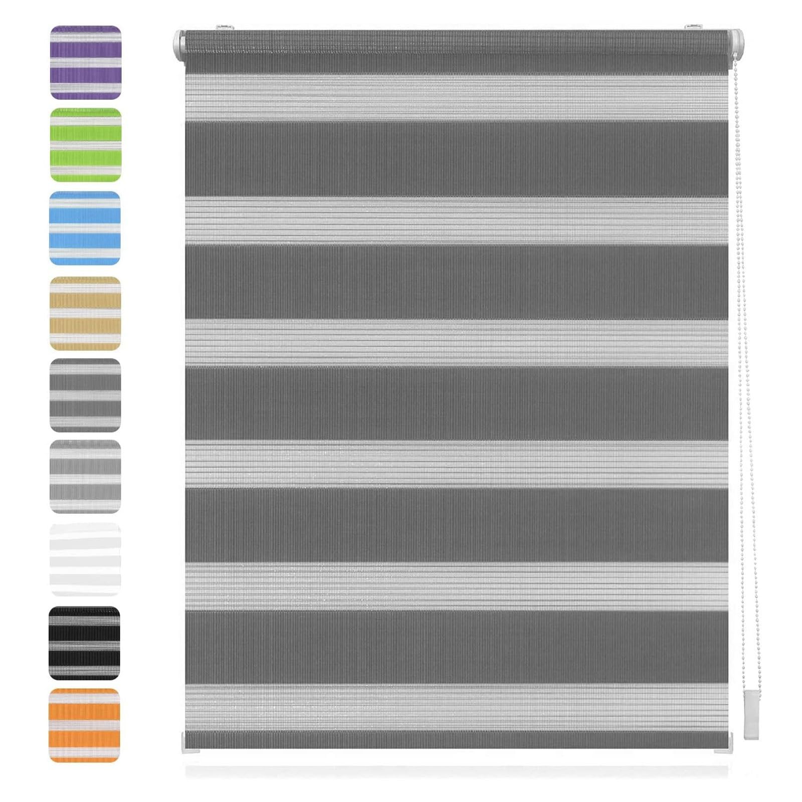 Doppelrollo Klemmfix Verdunkelung 40 x 300 cm Verdunkelung Sonnenschutz Verdunkelung Rollos Sichtschutz inkl. Zubehör für Fenster und Tür, Dunkelgrau