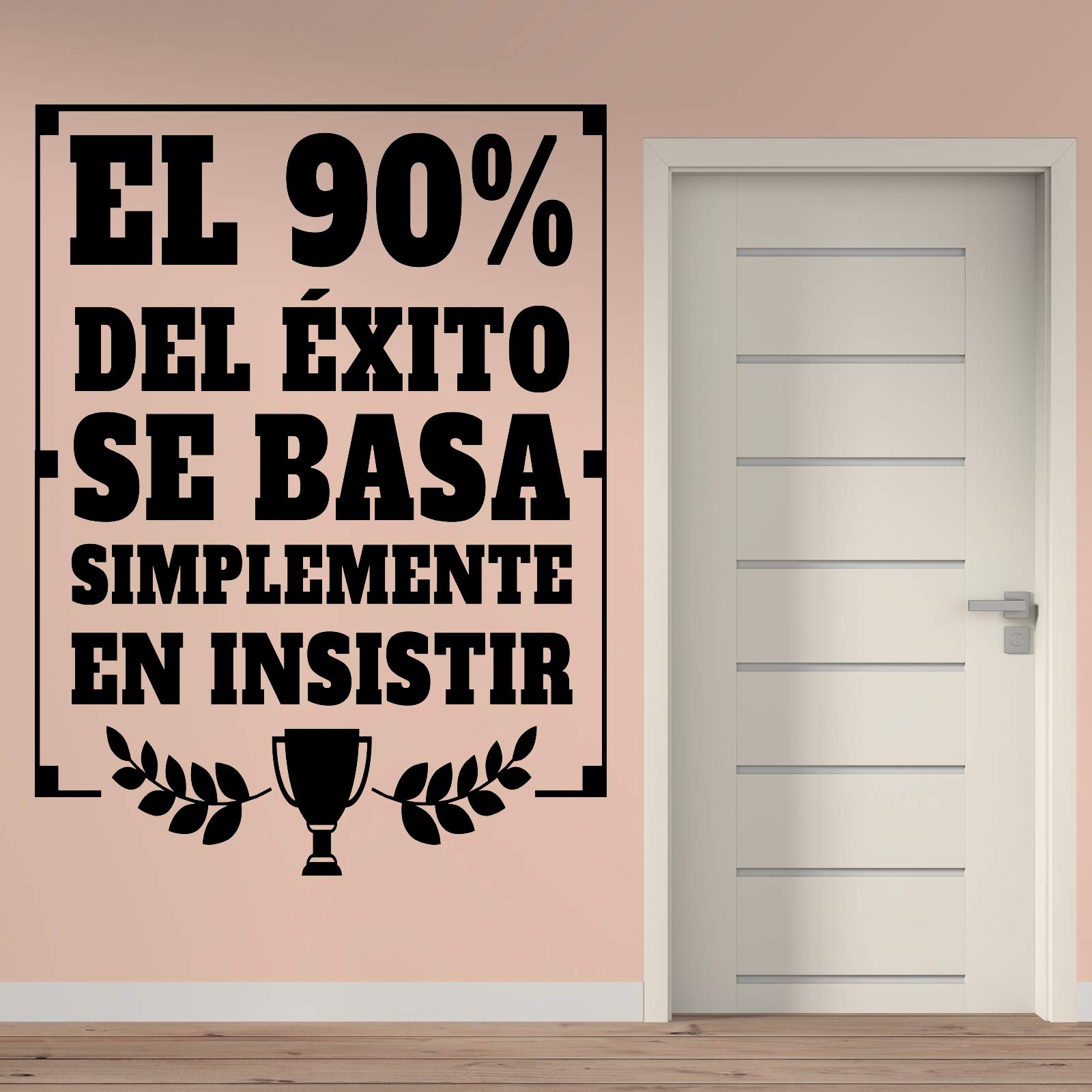 Vinilos de pared decorativo con frase decorativa motivadora "EL 90% DEL ÉXITO.." Pegatinas decorativas pared. Decoración casa Docliick DC-19173