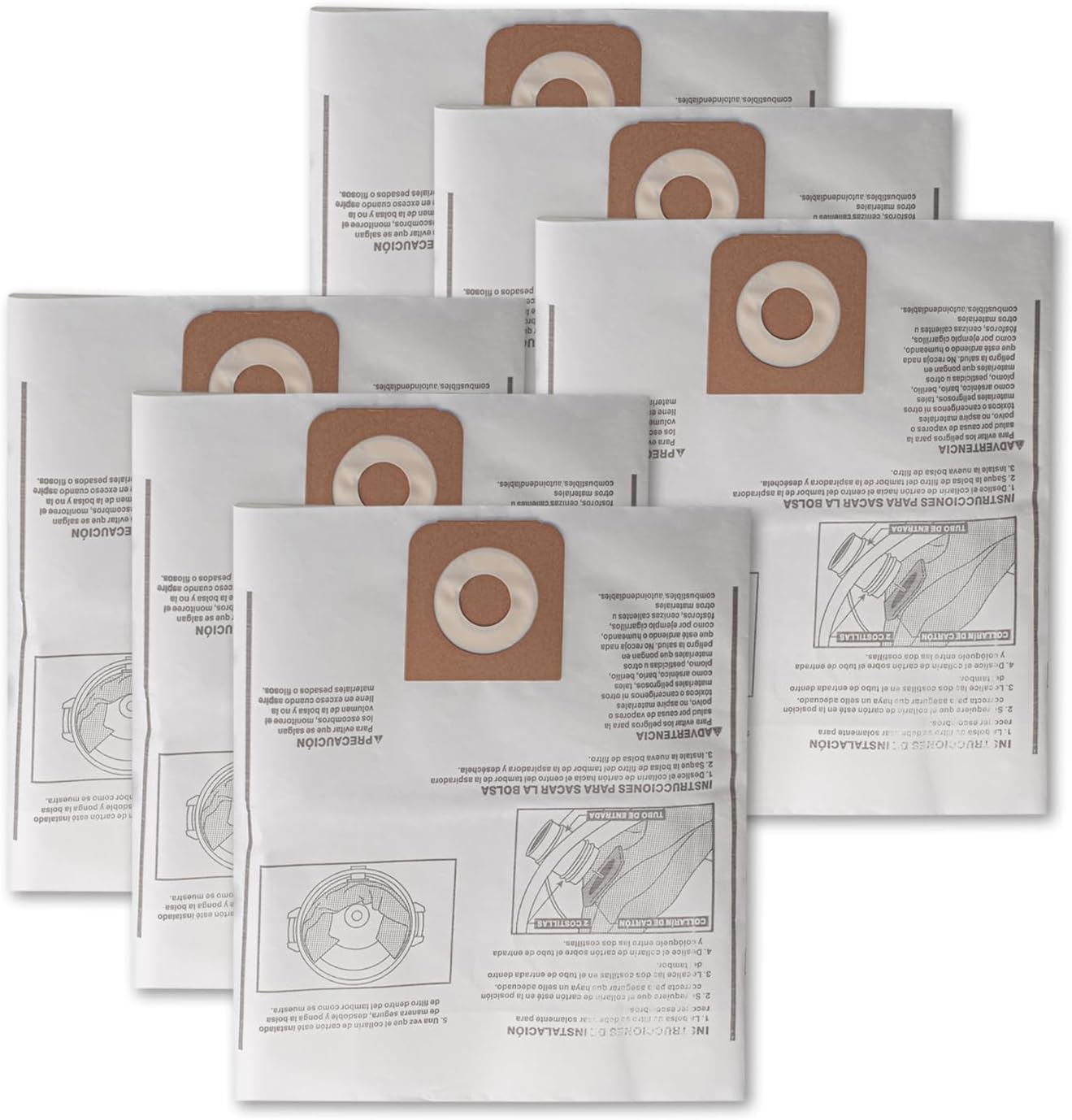 6 Pack CMXZVBE38749 For CRAFTSMAN 16-20 Gallon Wet/Dry Shop Vac Bags Part# 38749