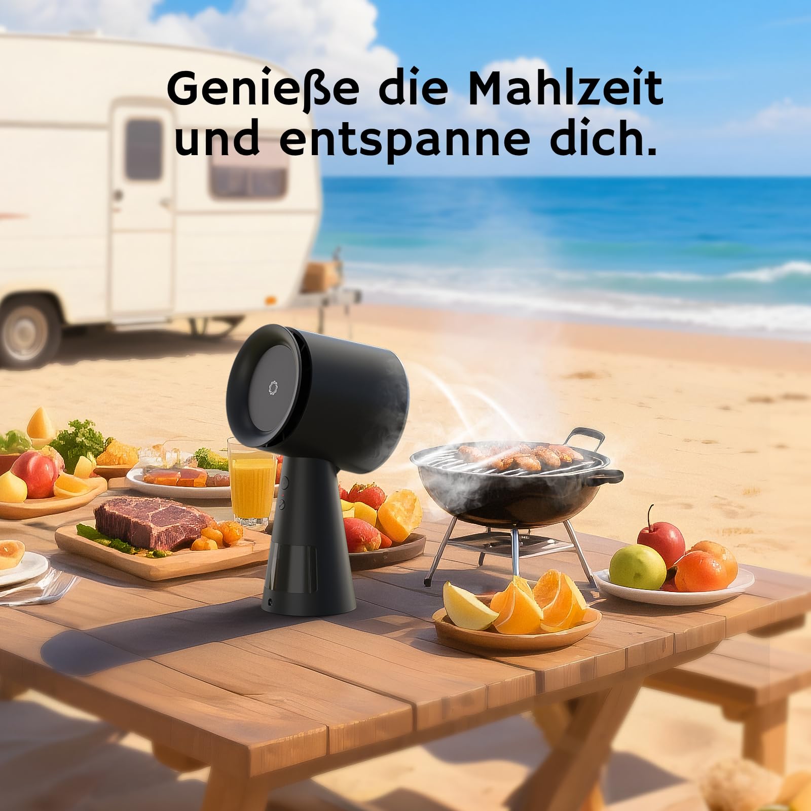 Hotte aspirante de table rechargeable Airthereal, hotte portable avec batterie, 3 vitesses de ventilation et grand réservoir à huile, hotte de cuisine mobile améliorée pour camping-cars – RH180B Noir