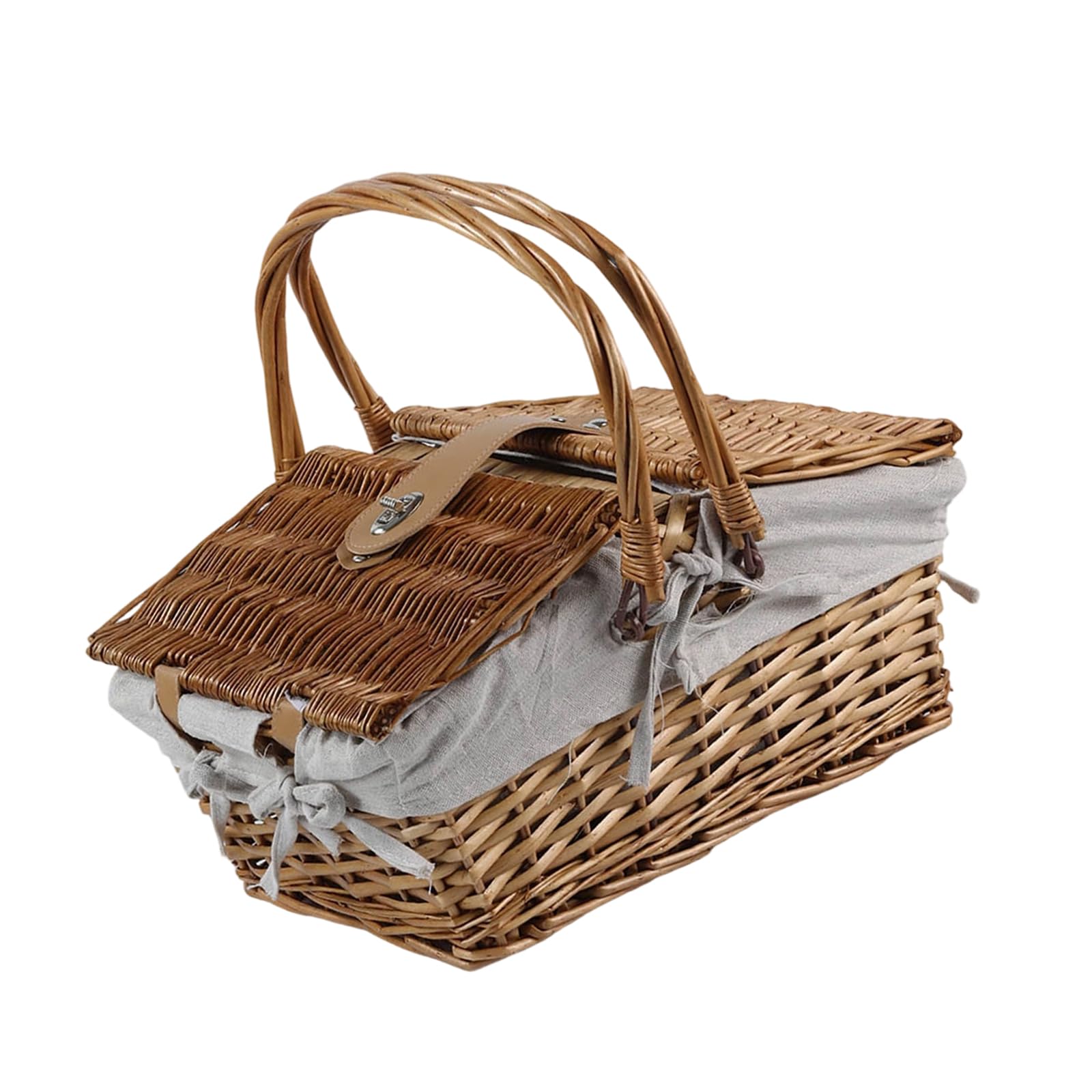 Jazuaiao Rattan Storage Basket with Handle Perfect for Picnics Organizing and Home Decoration Flexible Basket Planner