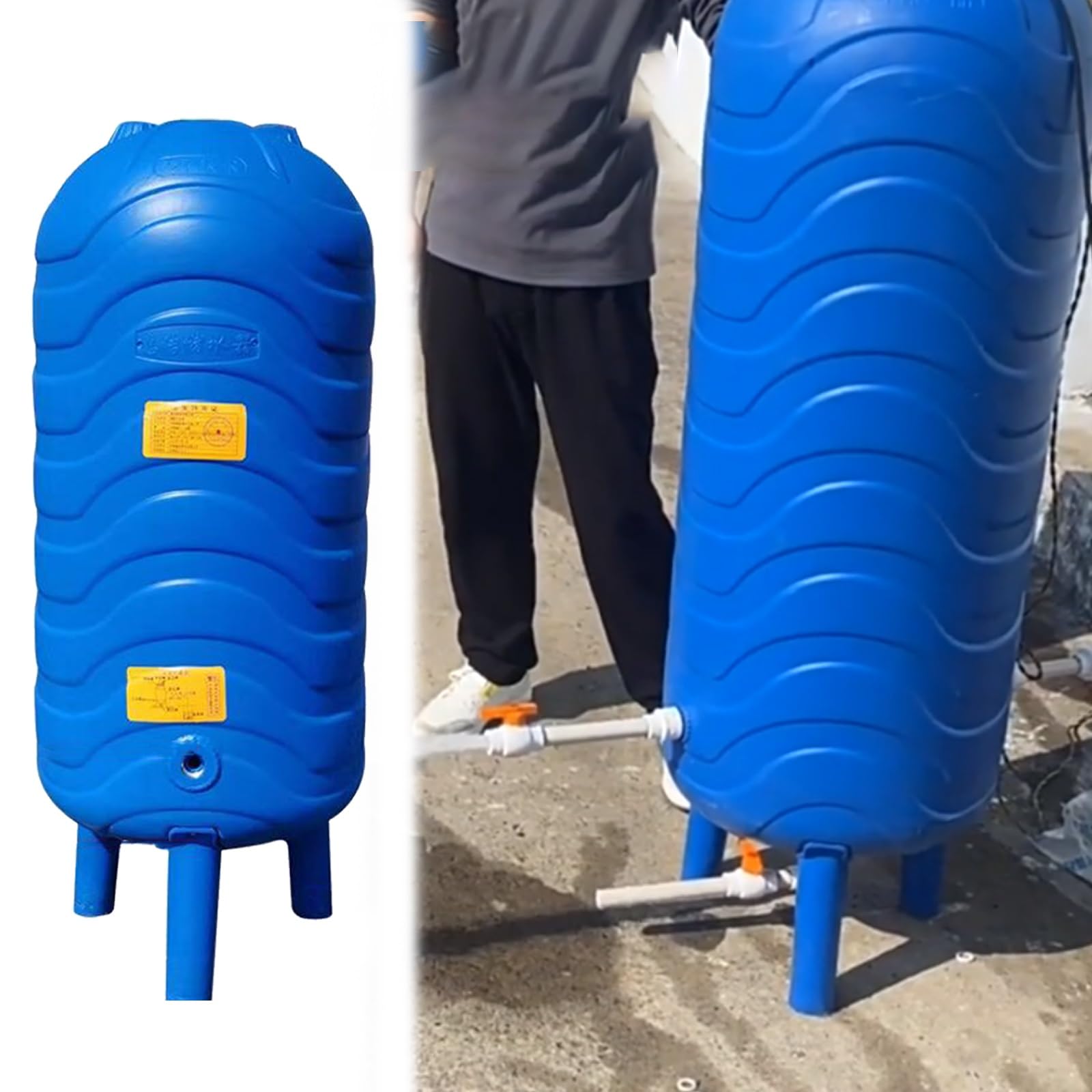 Serbatoio Flessibile per Acqua in PE Blu, Adatto per Pompe dell'Acqua, Kit Serbatoio a Pressione in plastica per Pozzi, Contenitore per Acqua Domestica/da pozzo Expaon, 10 15 20 26 30 40 50