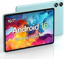 SVITOO Android 16 Tablet 10 Inch with Gemini AI, Octa-Core T7250, 20GB RAM 128GB ROM, 1280 x 800 IPS Screen, Dual-Band WiFi, Bluetooth 5.0, 6600mAh, Type-C, GPS, 1 Year Warranty (Blue)