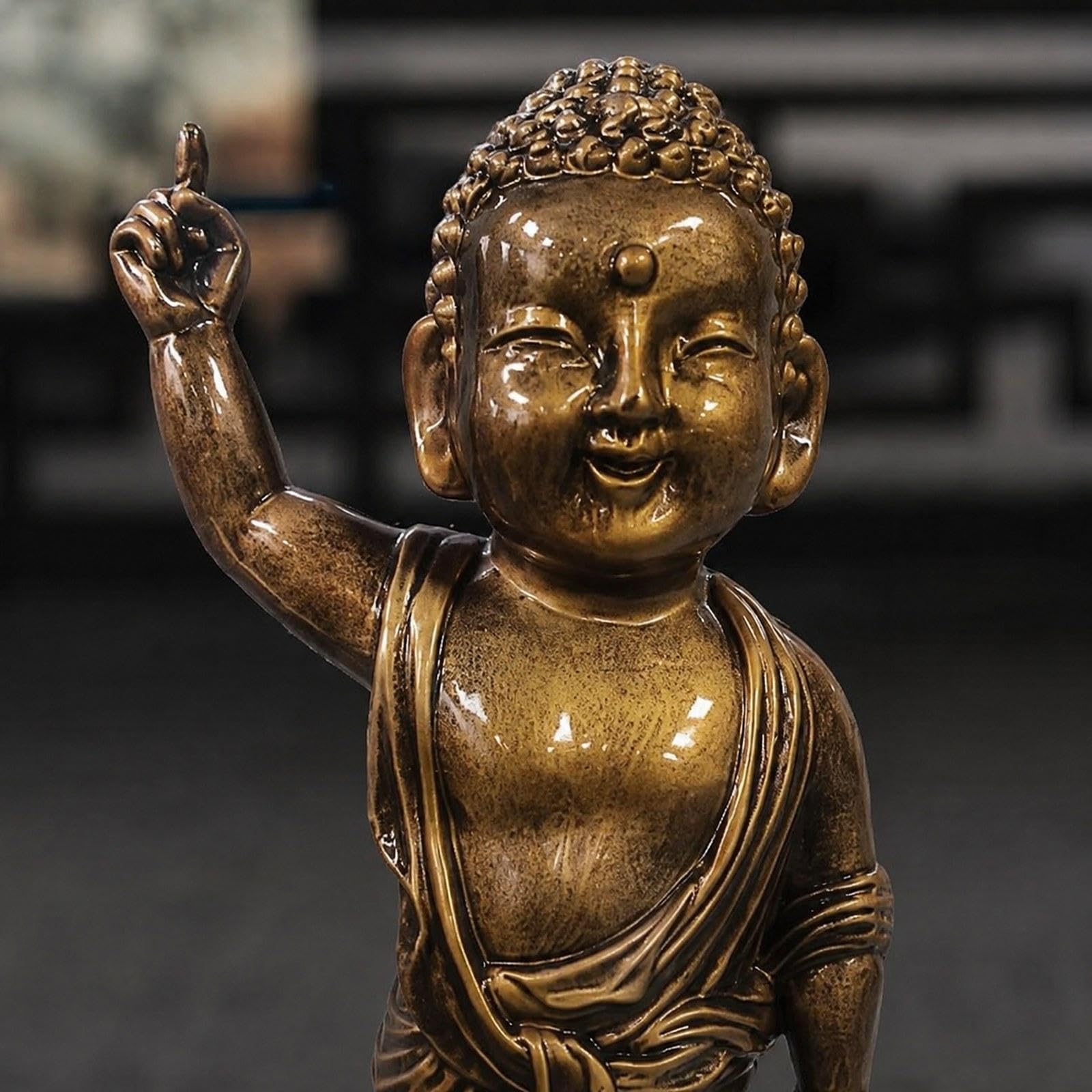 Sharplace Estatua Buda, Figura Resina, Escultura Buda, Adorno Escritorio para estantería u Oficina, 48x16cm