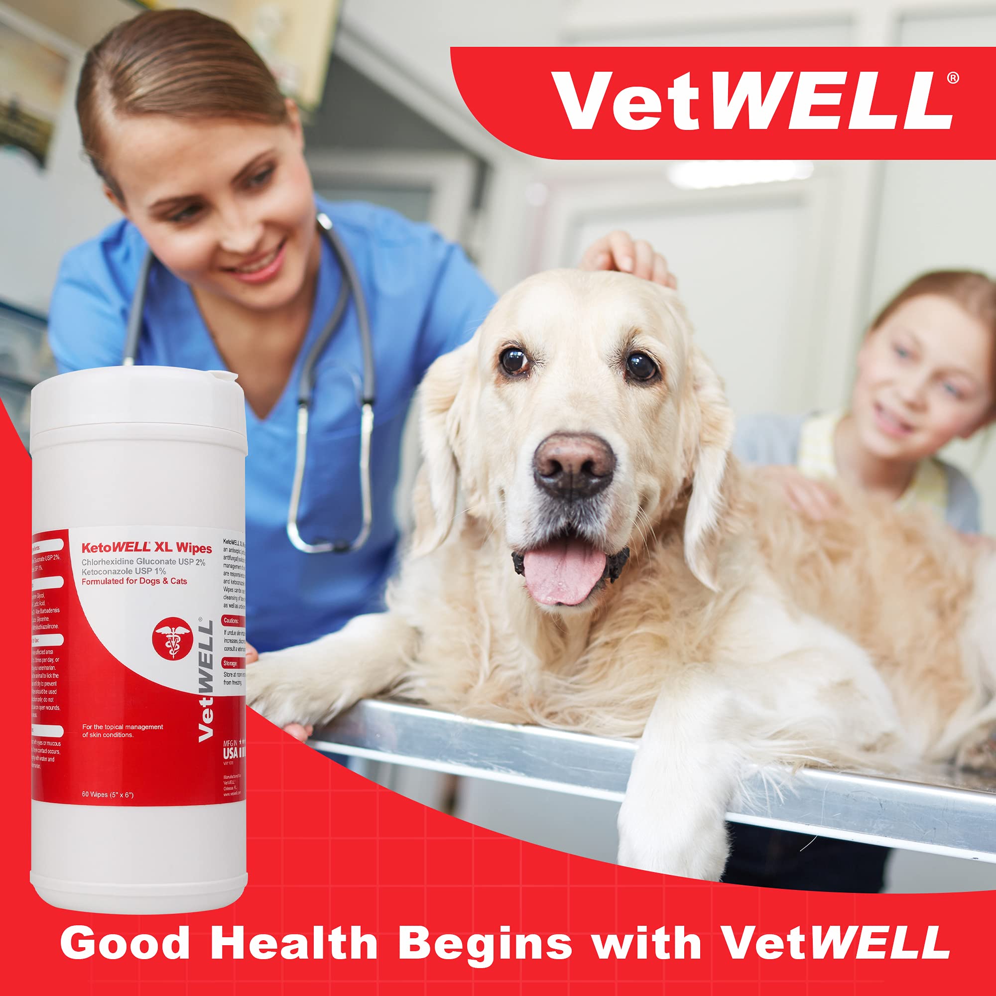 Buy VetWELL Chlorhexidine Wipes for Dogs Medicated Wipes for Dogs