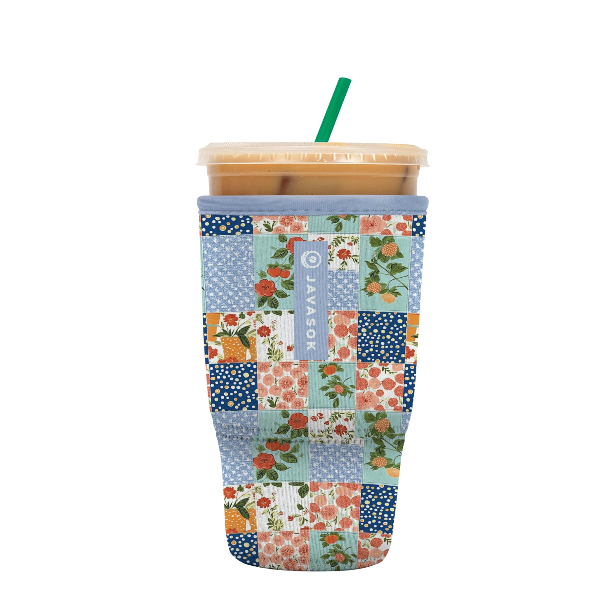 Sok It JavaSok Iced Coffee &amp; Cold Soda Insulated Neoprene Cup Sleeve (Garden Quilt, Large: 30-32oz)