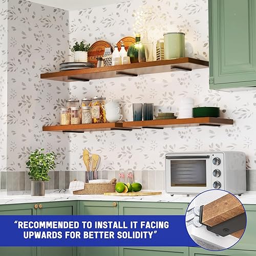 Miniatura 2 de Soporte de estante, soportes flotantes resistentes de 10 pulgadas de largo, paquete de 6 soportes para estantes, soportes de soporte de pared de