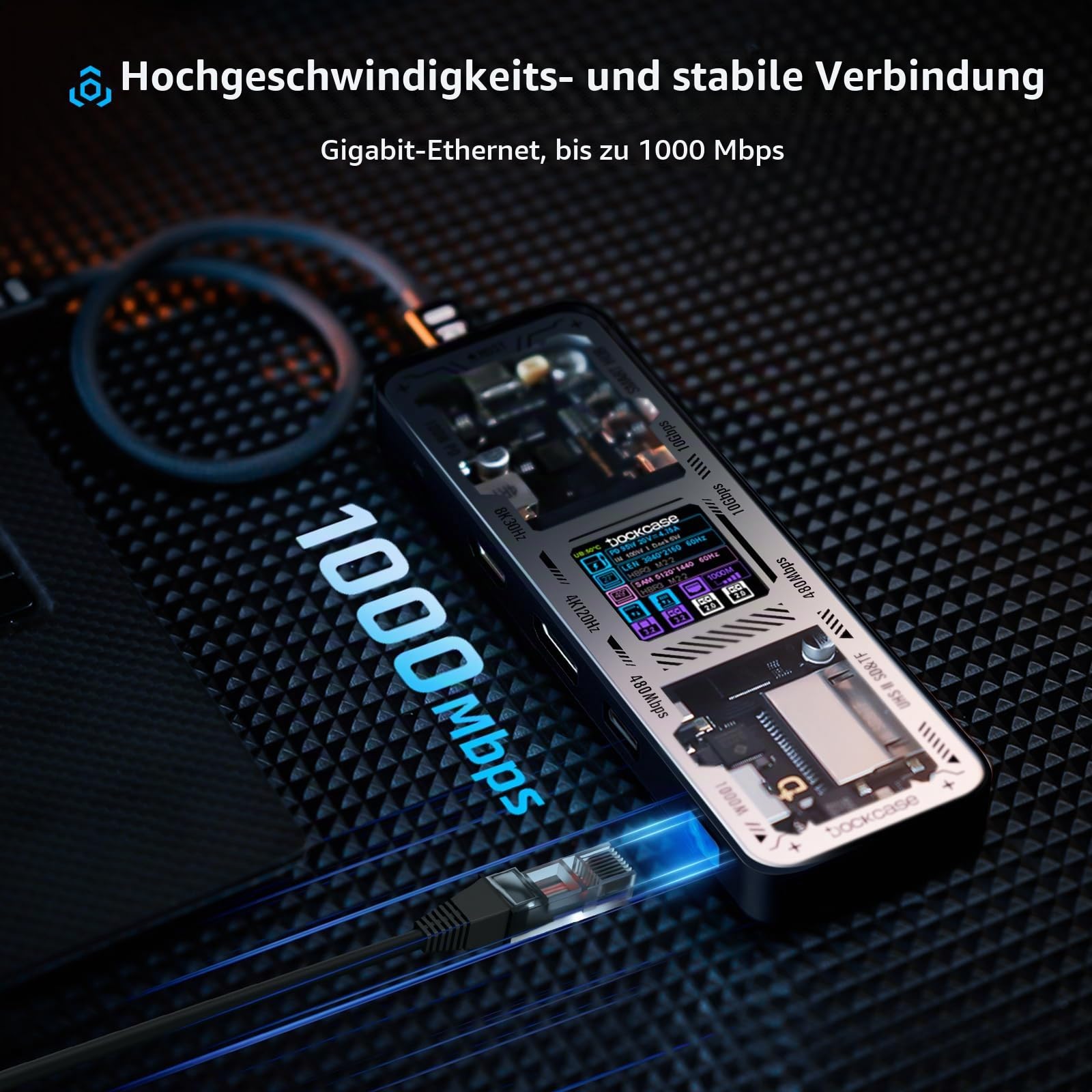 DOCKCASE Smart USB C Hub Dual Monitor 10-in-1 Dockingstation, 2 Monitore 4K HDMI & DisplayPort, 100W PD, 10Gbps USB-A/C, Gigabit Ethernet, SD/TF Kartenleser für MacBook Laptop
