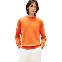 Tommy Hilfiger Felpa da Uomo Essential Terry Girocollo MW0MW37237 Pullover Arancione