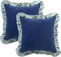 Vista 15 de patdrea Shabby Chic - Juego de 2 fundas de almohada decorativas amarillas de 18 x 18 pulgadas, fundas de almohada de lino con volantes, funda