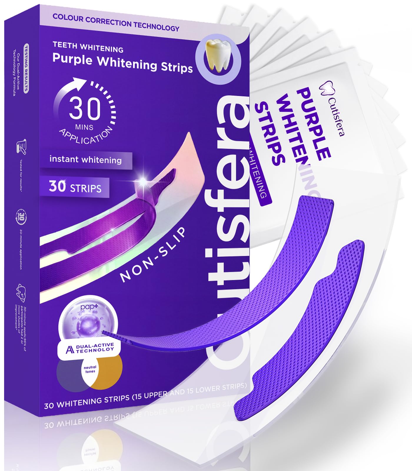 30 Strips Purple Teeth Whitening Strips, Purple Whitening Strips 1 Count (Pack of 30)