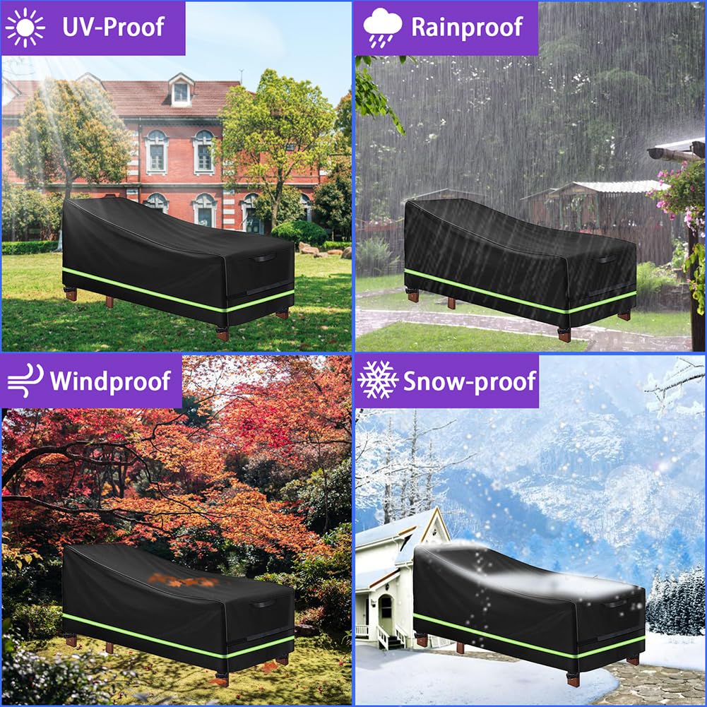 2 Pack Sonnenliege Abdeckungen mit reflektierenden Streifen, Heavy Duty 420D Oxford Fabric, Wasserdicht Winddicht Garten Sonnenliege Abdeckung