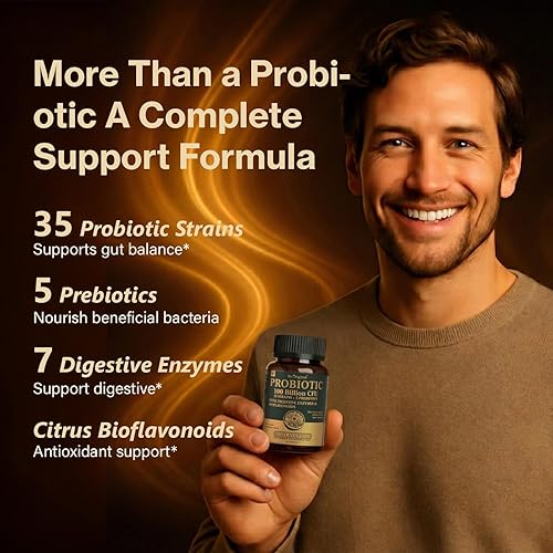 Miniatura 6 de Probióticos orgánicos para mujeres y hombres, 100 mil millones de UFC probióticos para la salud digestiva, intestinal e inmunológica, con