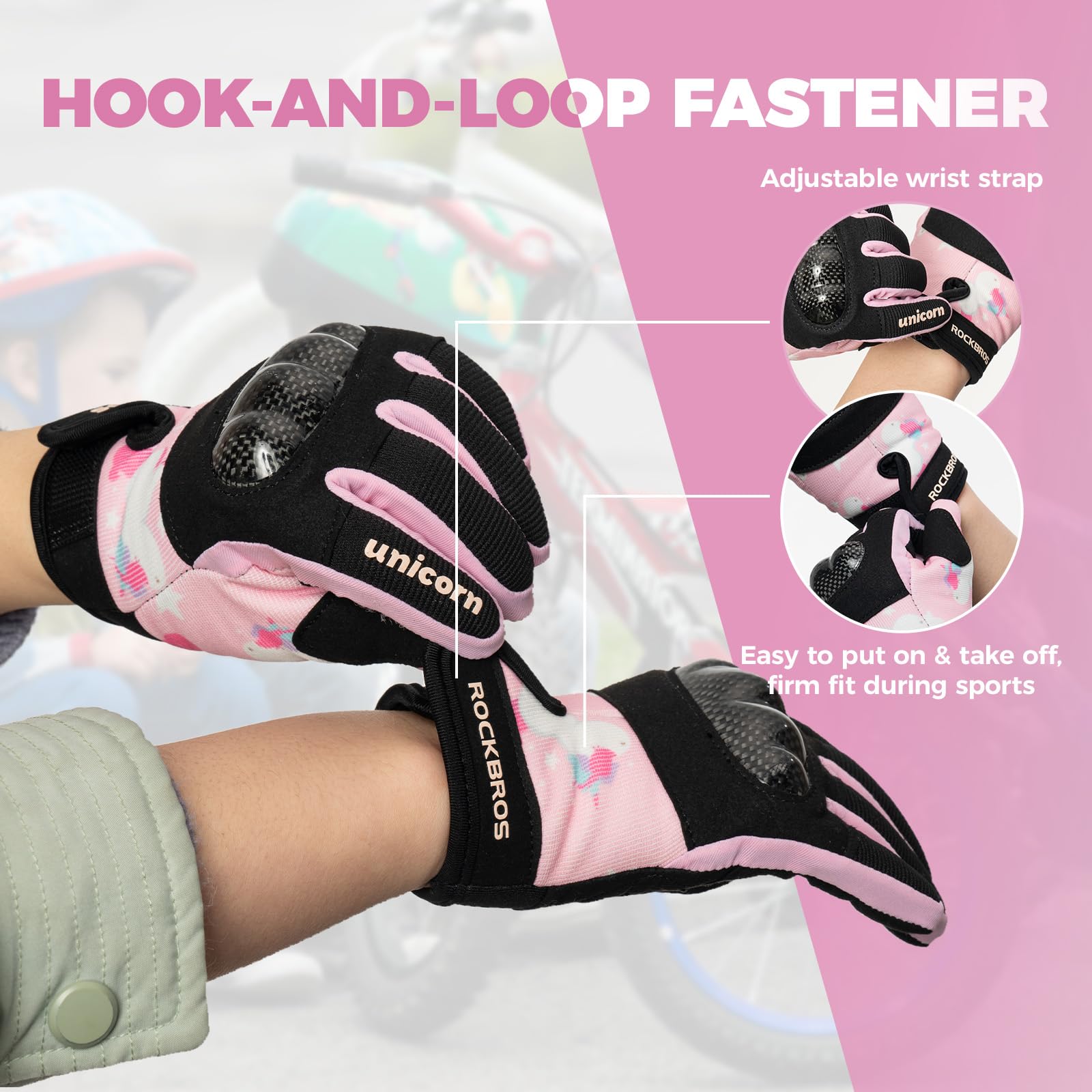 ROCKBROS Guantes de Ciclismo para Niños con Protección para los Nudillos