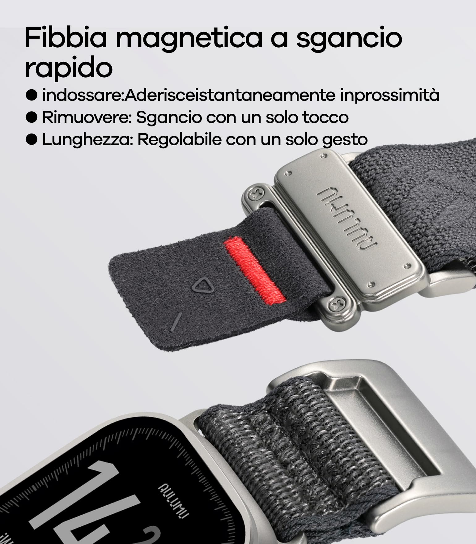 Aulumu C03 Magnetico Cinturino per Apple Watch Ultra 3/2/1 in Nylon con Fibbia in Titanio Regolabile Sport Band per Apple Watch Cinturino 49mm 46mm 45mm 44mm per iWatch 11 10 9 8 7 6 5 4 Se