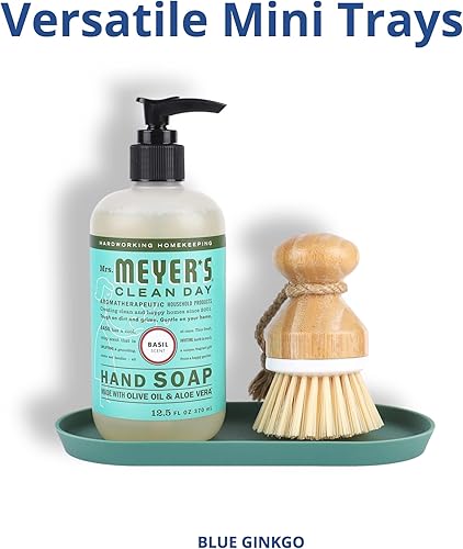Miniatura 6 de BLUE GINKGO Mini bandejas de silicona  Juego de 6 organizadores fáciles de limpiar para baño, cocina, escritorio, tocador y cosméticos (verde,