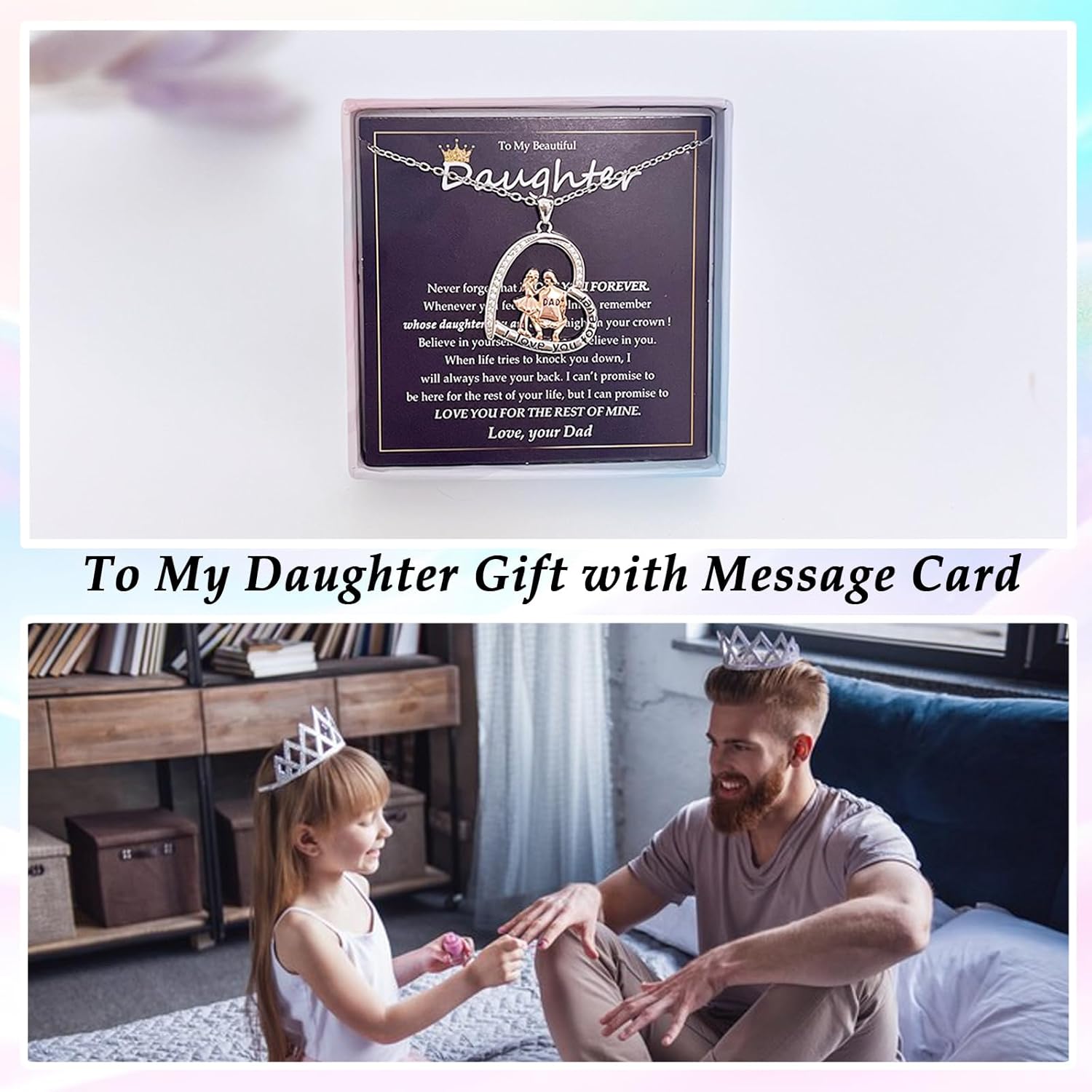 Daughter Gifts from Dad, I Love You Forever Daughter Necklace Gift from Dad Father to daughter Birthday Graduation Back to School Gifts for Christmas Valentines - Image 3