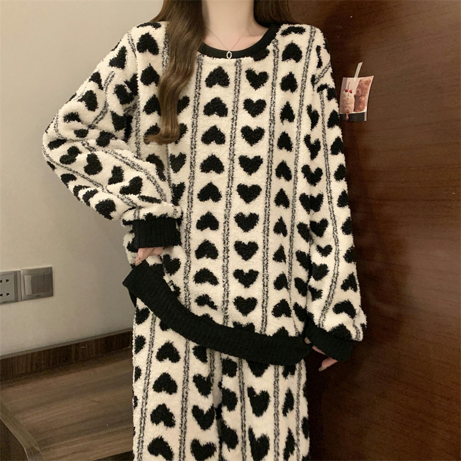 Pigiama Donna Invernale Pigiama Inverno Inverno Le Donne in Inverno Flanella Invernale E Inverno Abiti da Casa-rosa-2xl (140-160 Catties)