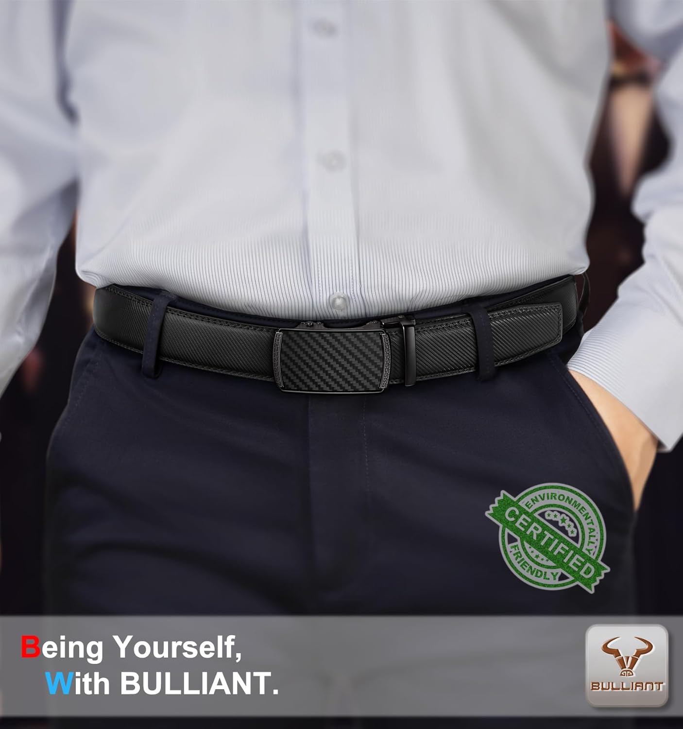 BULLIANT Men's Belt,Slide Ratchet Belt Adjsutable For Men Suit Casual Jeans Gift Boxed,Trim To Fit - Image 3