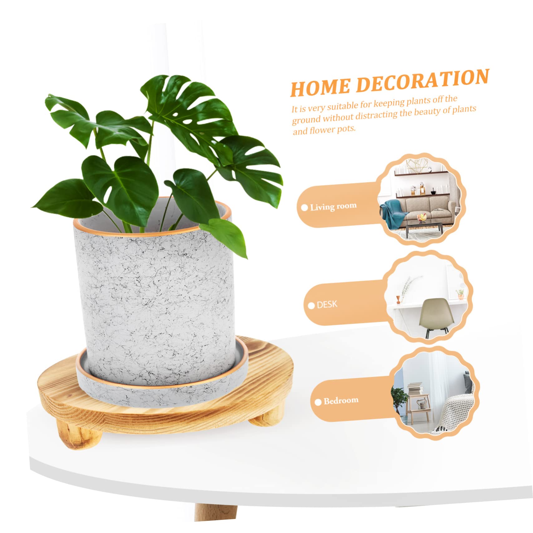 Soporte Estable de Madera para Macetas de Jardín, Base Khaki | Expositor para Macetas, Uso en Jardín Interior y Pasillos, Tamaño Compacto