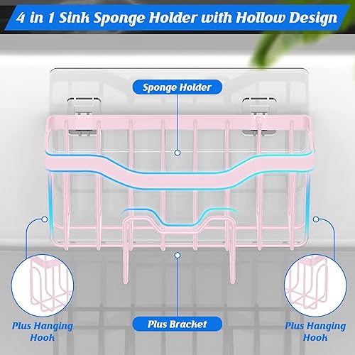 Miniatura 3 de Utobao Soporte de esponja para fregadero de cocina, organizador para fregadero de cocina, organizador para jabón, cepillo para fregadero, tapón de