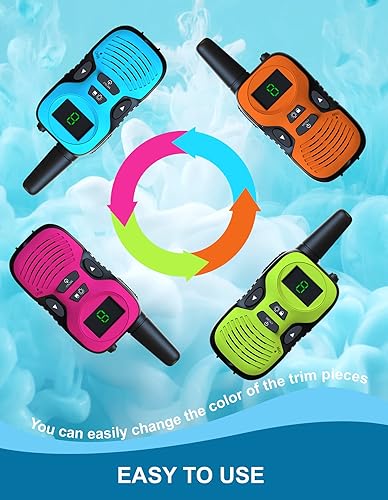 Miniatura 6 de Walkie Talkies para niños de largo alcance  Walkie Talkies para niños con carcasa reemplazable retroiluminada linterna LCD de 3 millas de alcance