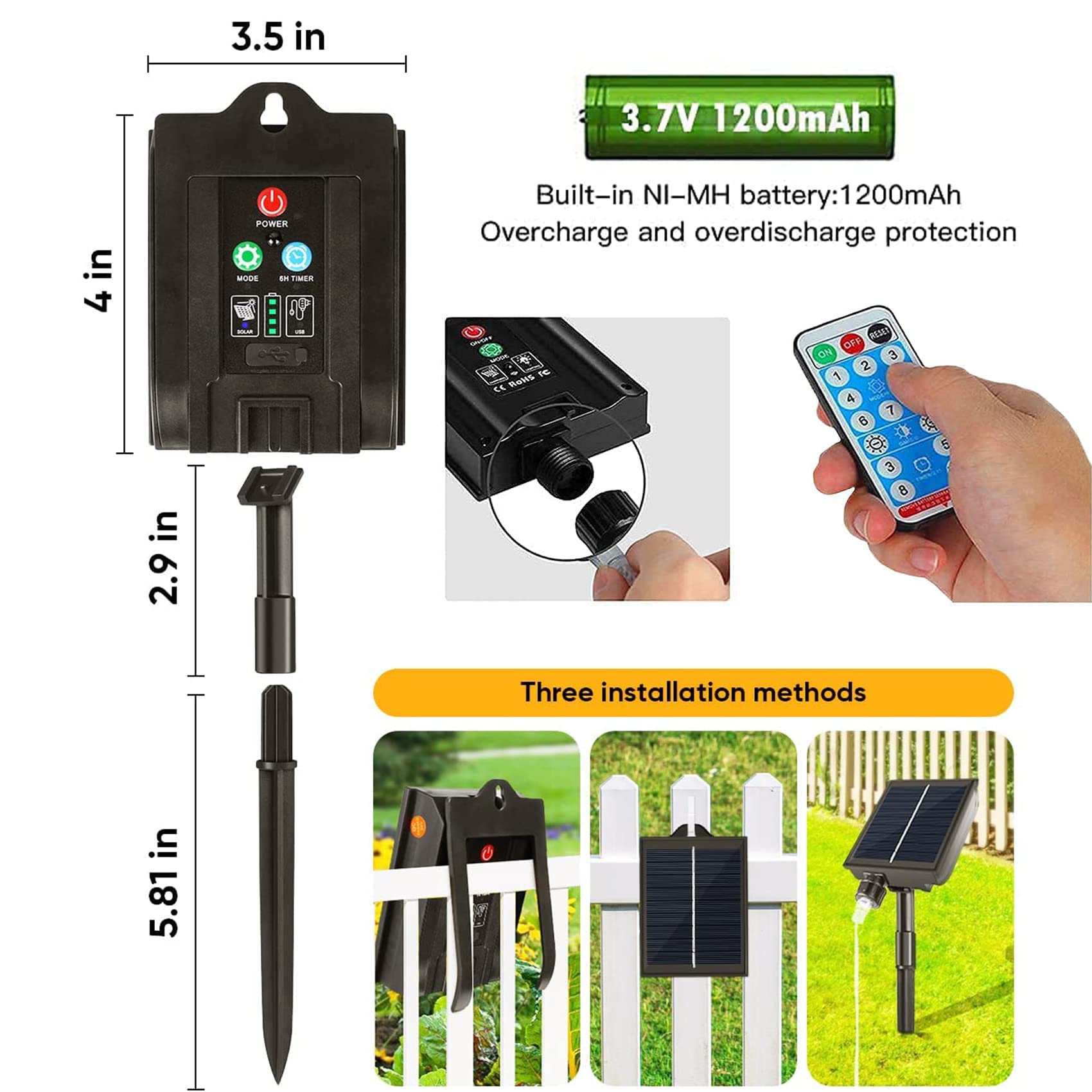Solar Eiszapfen Lichter 23FT 50 LED Wasserdichte Lichterkette Netzlicht Solar/USB-Betrieben 8 Modi Christbaum Lichterkette für Garten Balkon Room Tor Hof Party (Bianco)