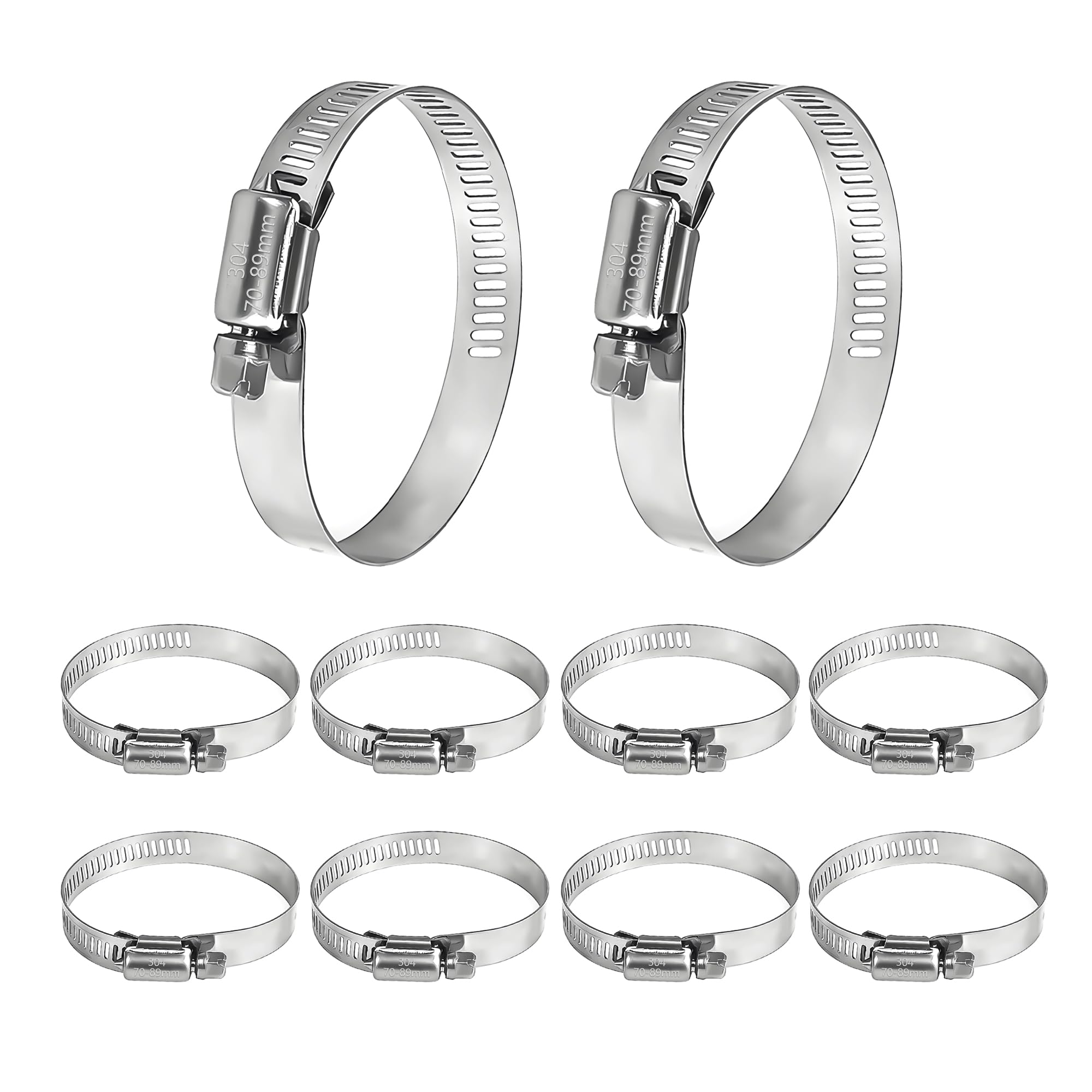 WEDEHE 5 Pcs Hose Clips, Adjustable Large Hose Clamp 304 Stainless Steel, 70-89mm Range Pipe Clips, Tube Clamp for Pool Pond and Garden