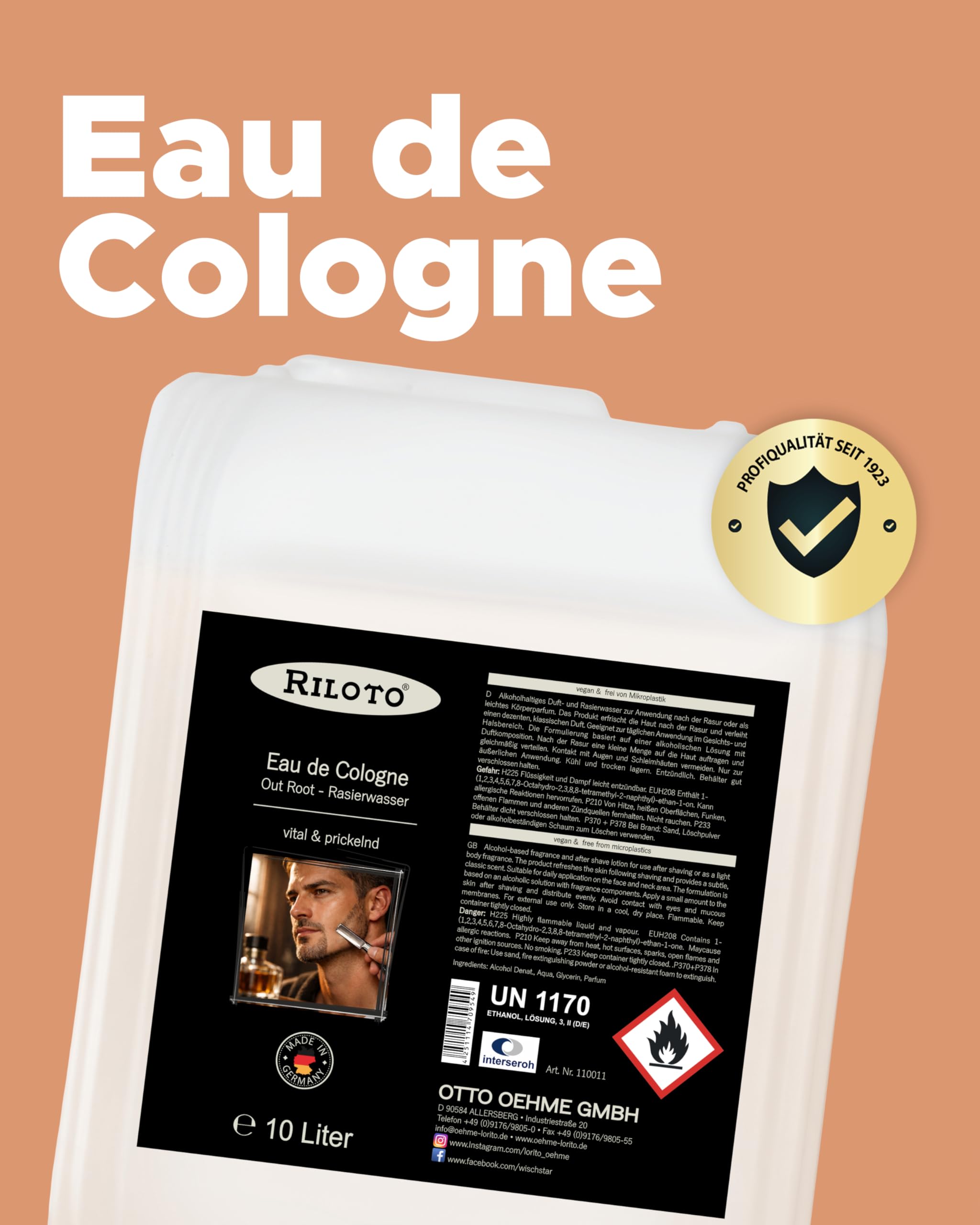 Eau de Cologne After Shave 10L Rasierwasser Herren