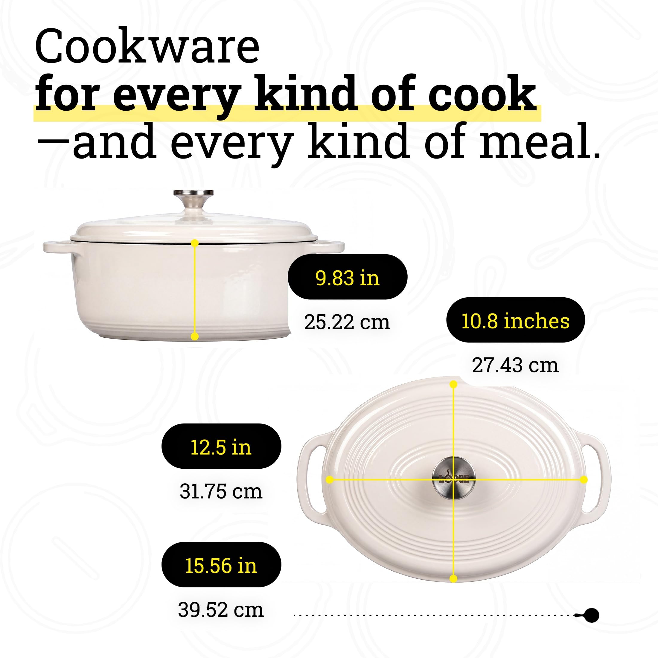 Lodge Enameled Dutch Oven - 7 Quart Oyster White -5 Lodge Enameled Dutch Oven - 7 Quart Oyster White -5
