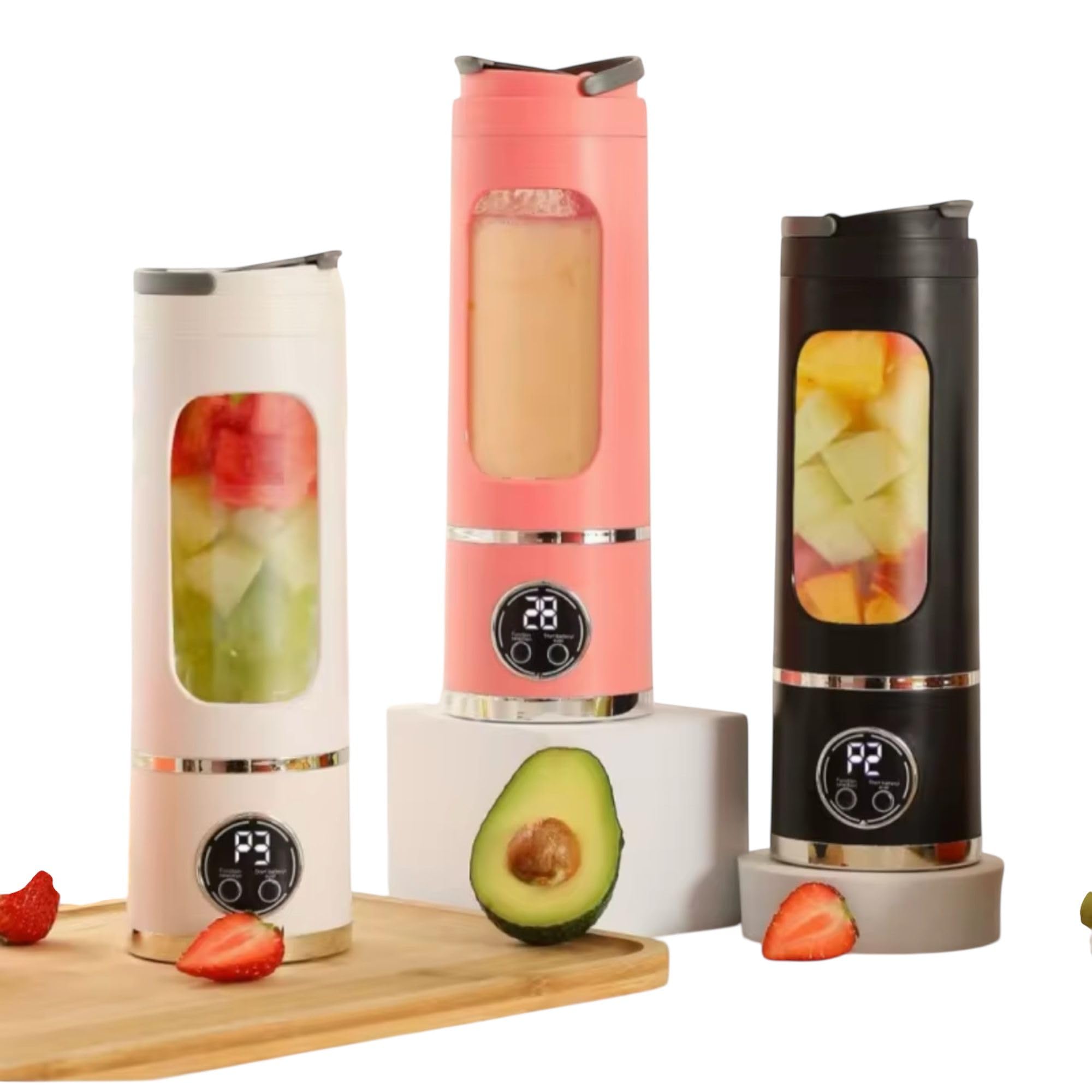 Frullatore Portatile USB 450 ml – Mini Blender con Display LED, 3 Velocità, 15000RPM – Ricaricabile 1500mAh per Smoothie, Frappè, Viaggio, Ufficio, Palestra – HP-118 Colore Casuale