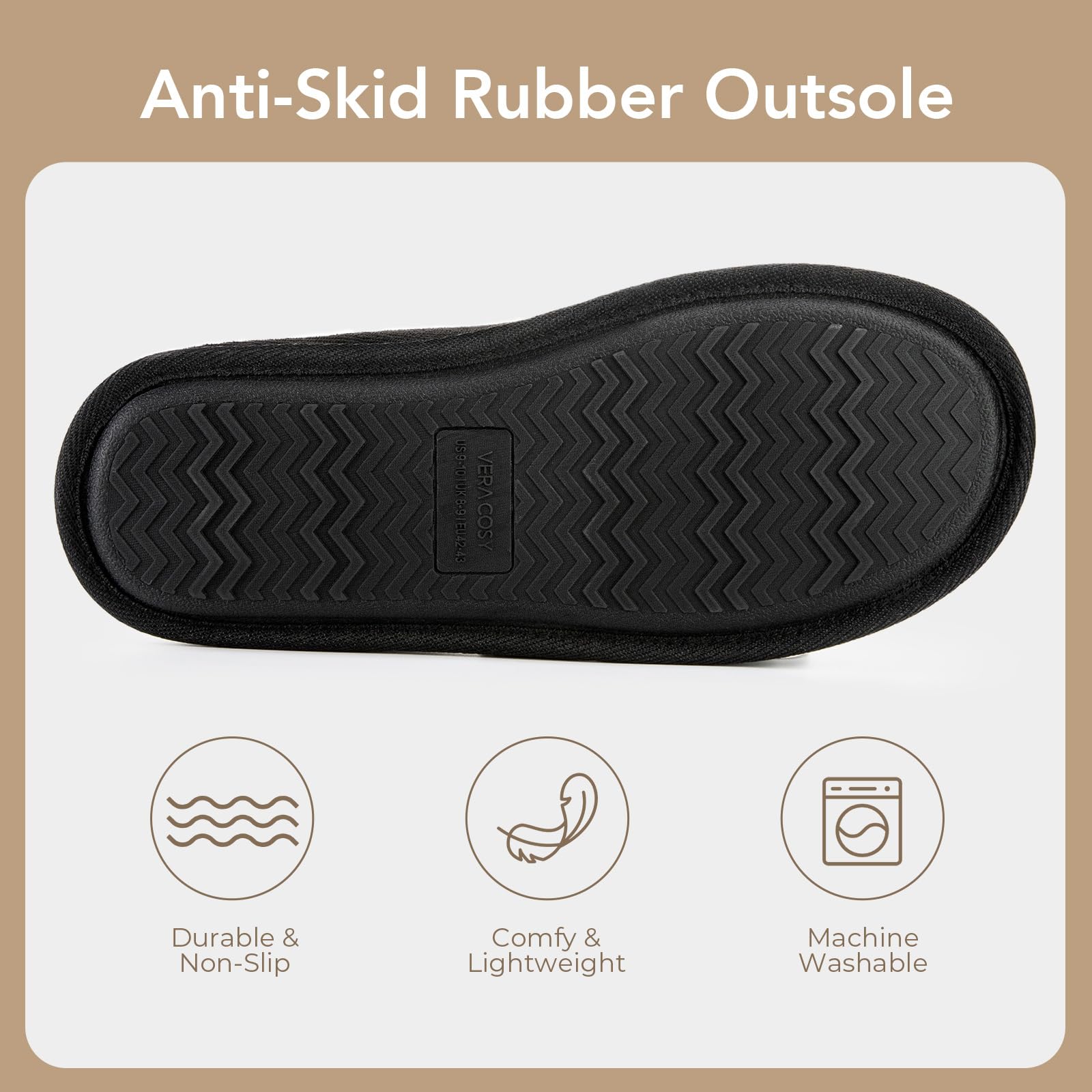 VeraCosy Pantoufles pour hommes confortables à enfiler en velours côtelé avec mousse à mémoire de forme, chaussons d'intérieur