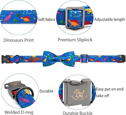 Miniatura 8 de Elegant Little Tail Collar de perro a cuadros azules con lazo ajustable suave y hebilla de metal para perros pequeños