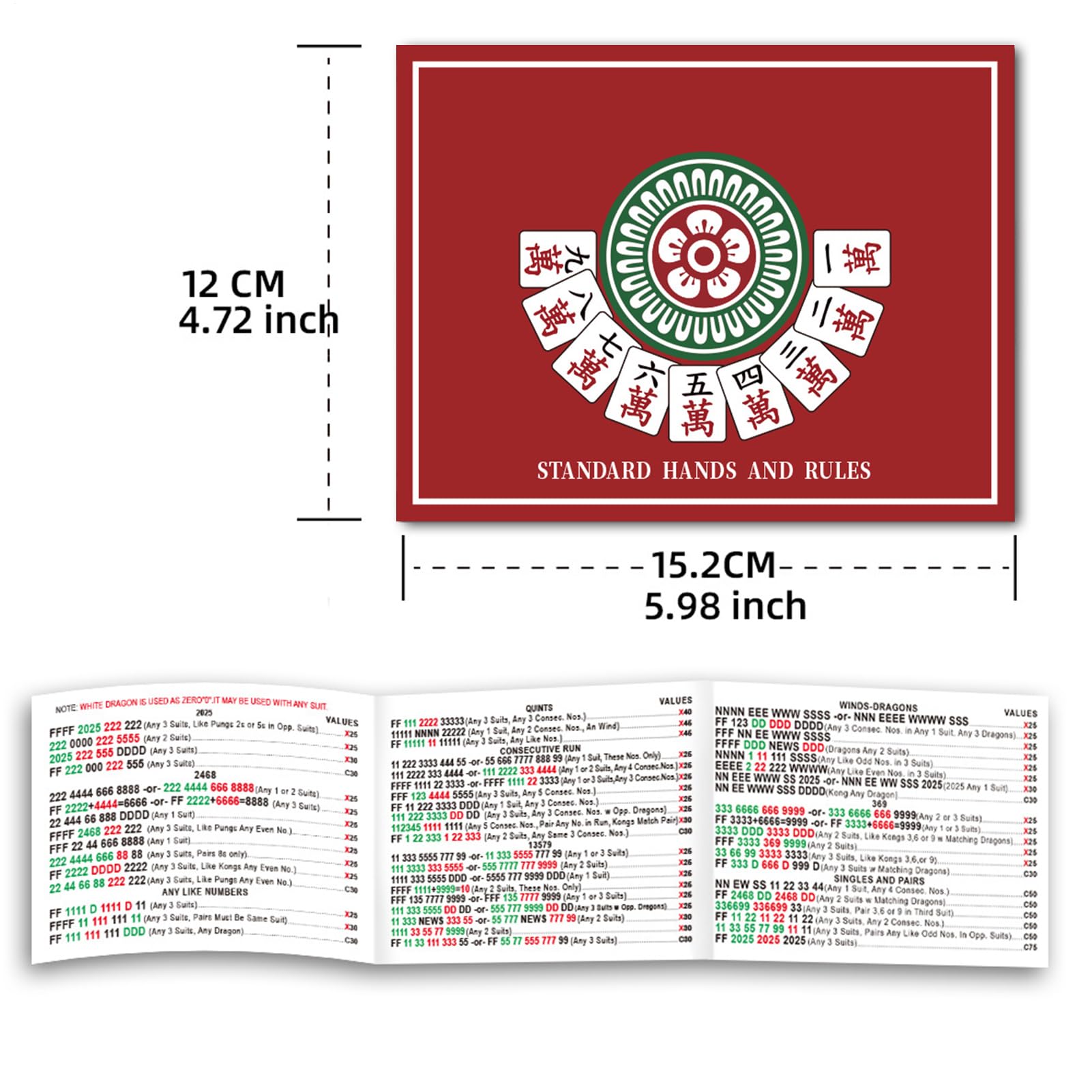 Mahjong Spielanleitung für Anfänger | 4-Teilige Anleitung Für Amerikanisches Tischspiel,wasserdichte Papier Mahjong Spielkarten,für Frauen Großeltern Freunde Party Urlaub Innenbereich